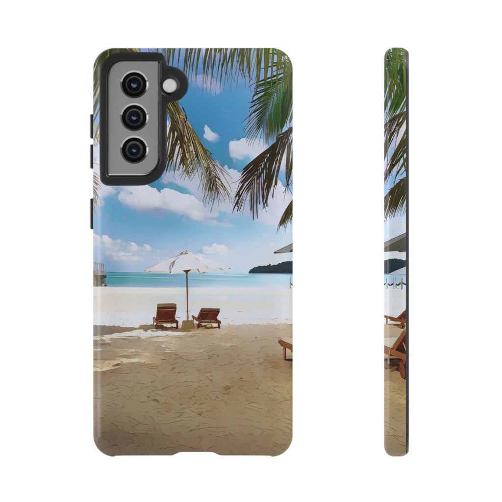 Beach Paradise Tropical Palm Beach Scene Tough Phone Case