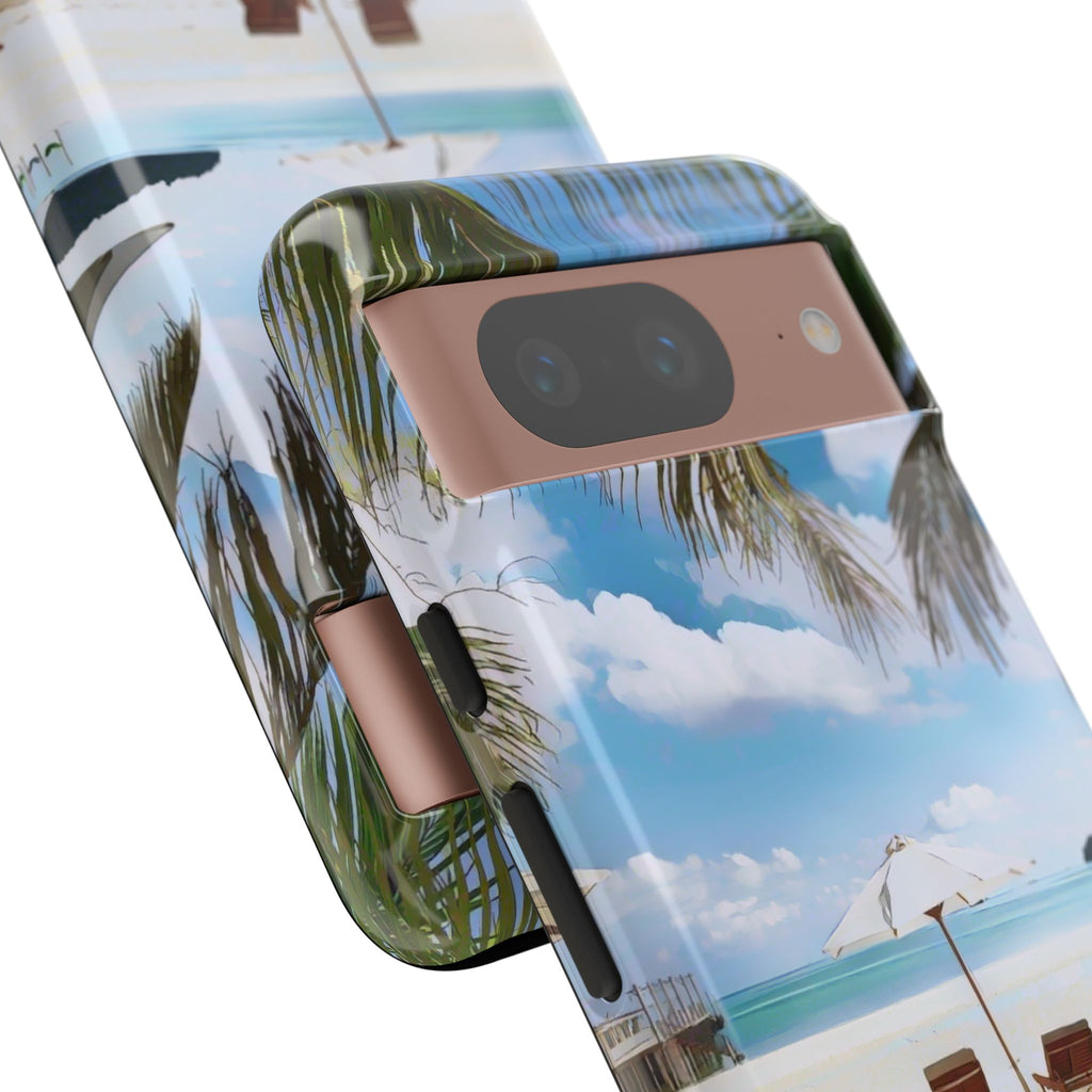 Beach Paradise Tropical Palm Beach Scene Tough Phone Case