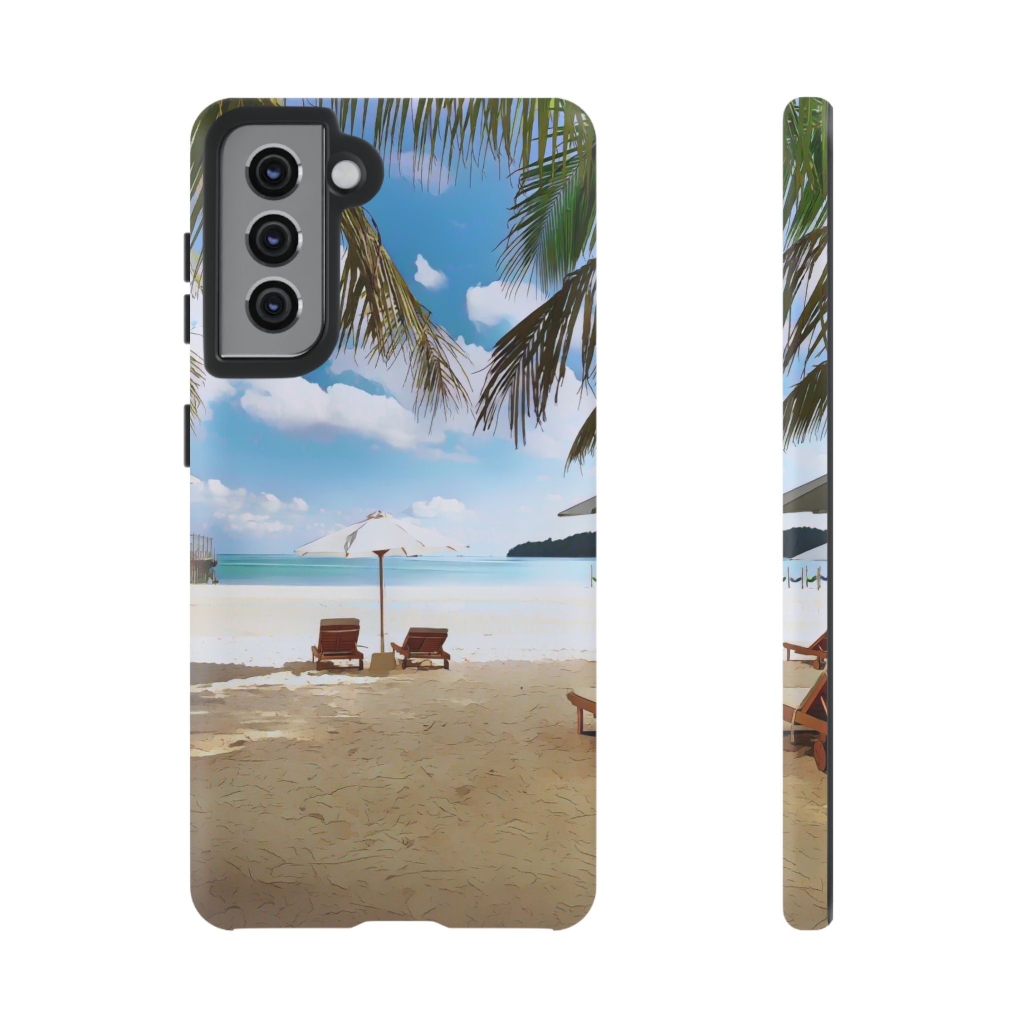 Beach Paradise Tropical Palm Beach Scene Tough Phone Case