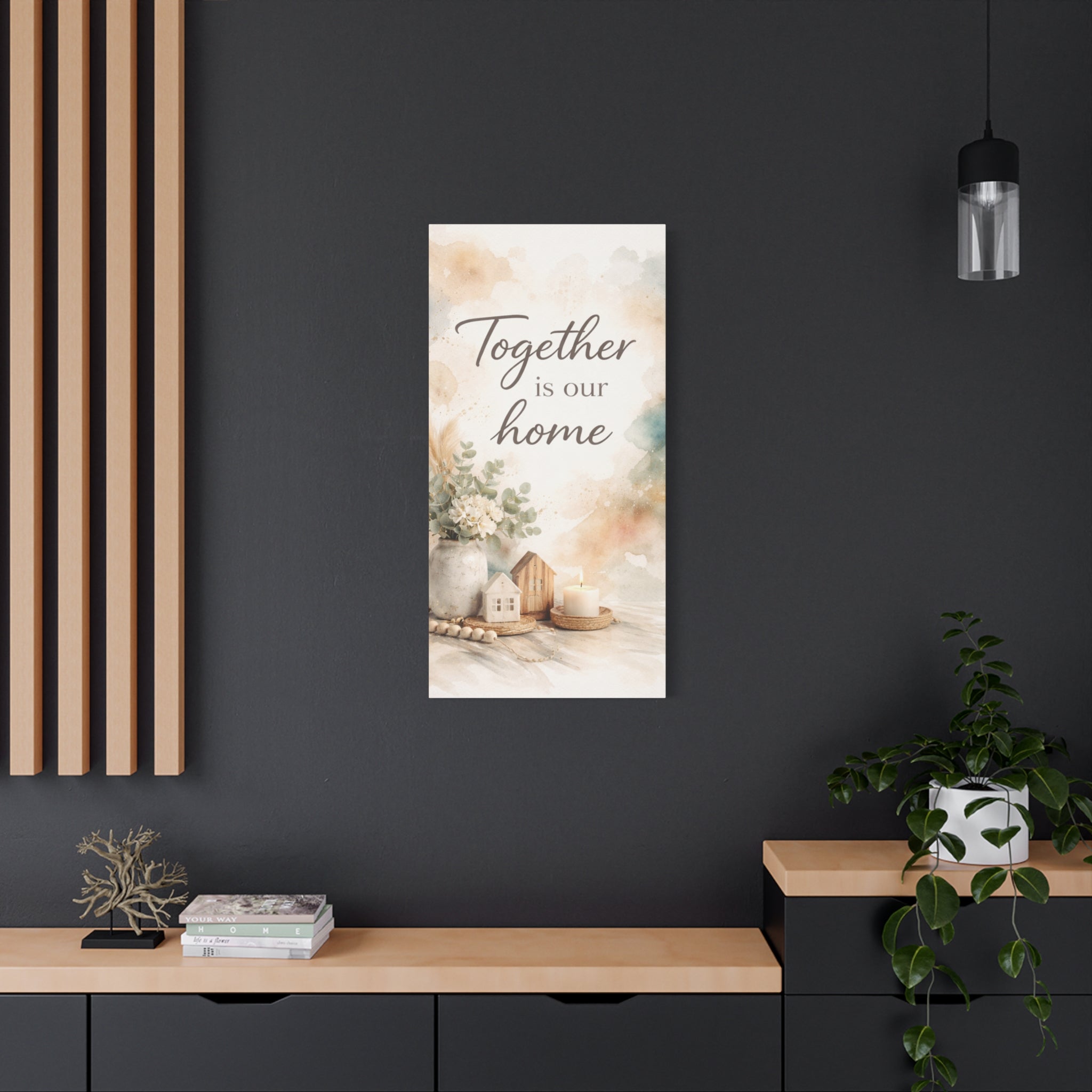 Together Is Our Home Floral Inspirational Decor Canvas Wall Art