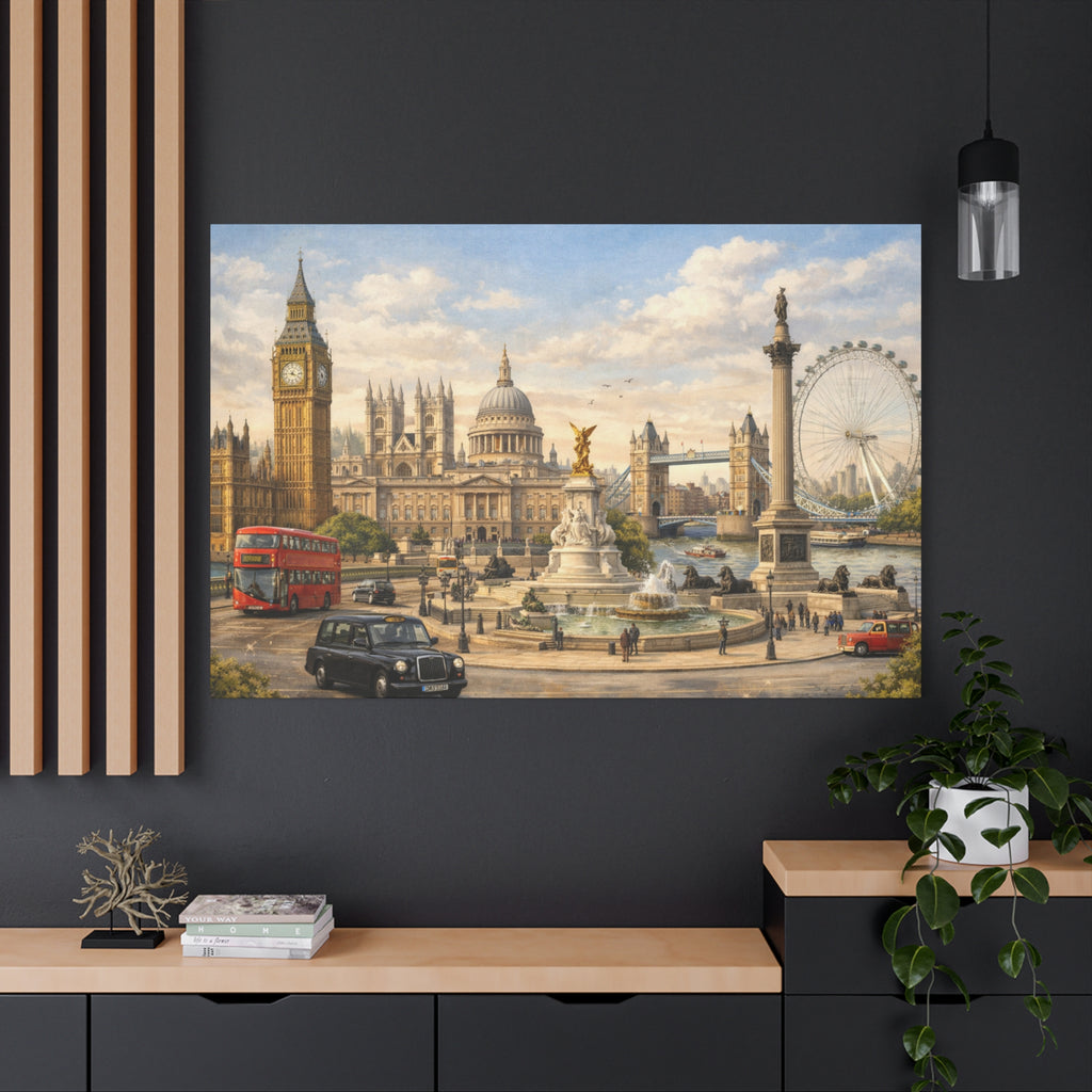 London Cityscape Matte Canvas Print Wall Art