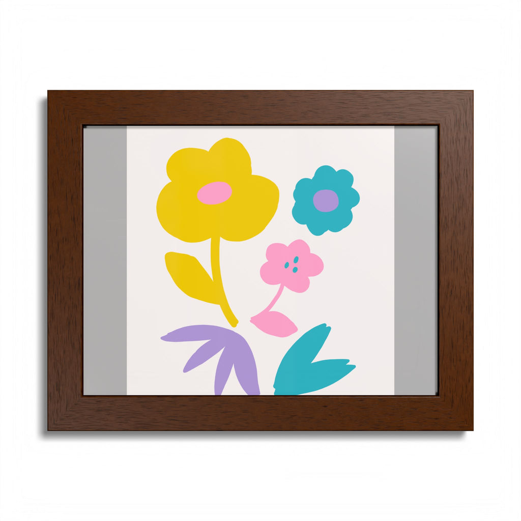 Multi-Color Floral Framed Poster