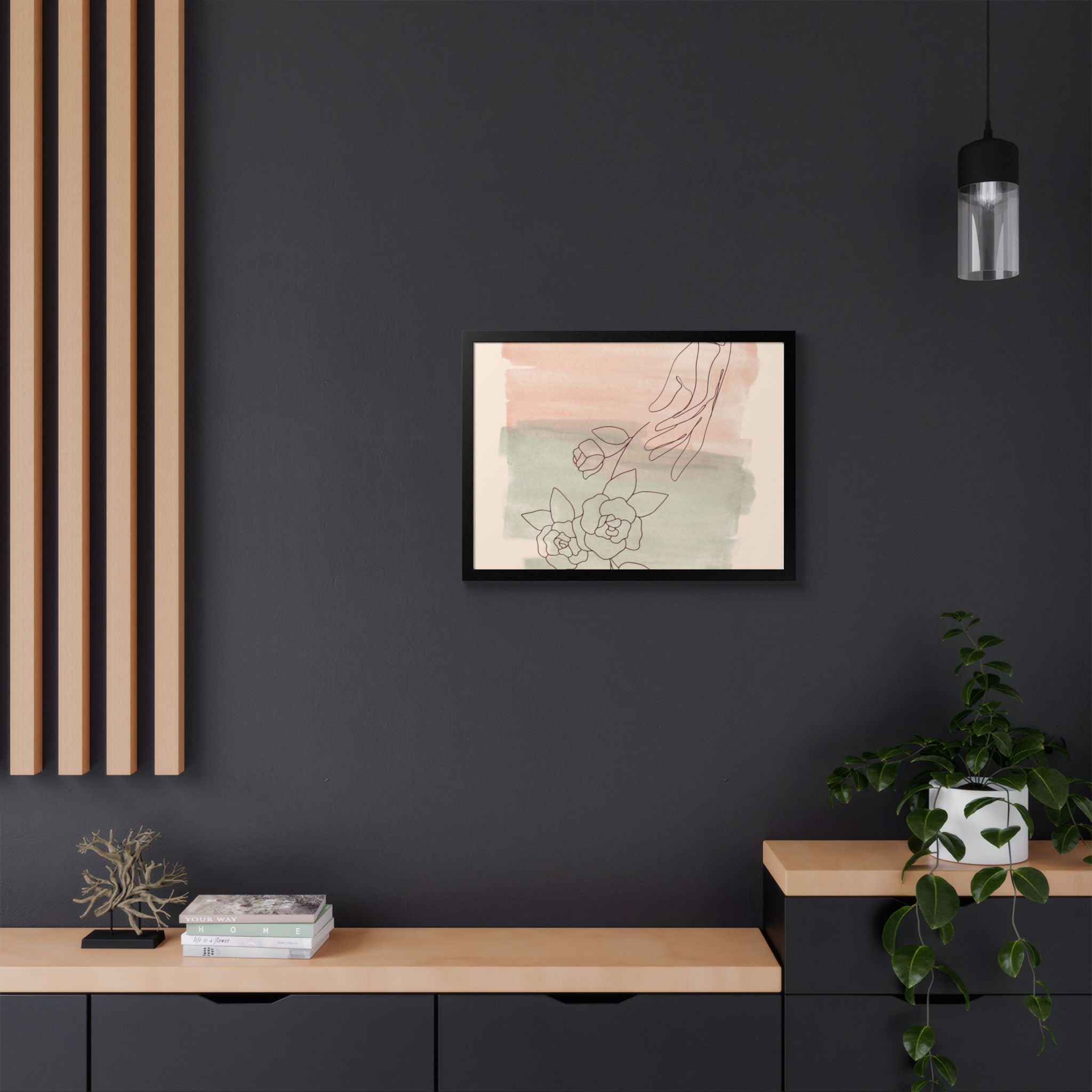 Hand Reaching for Flowers Framed Poster