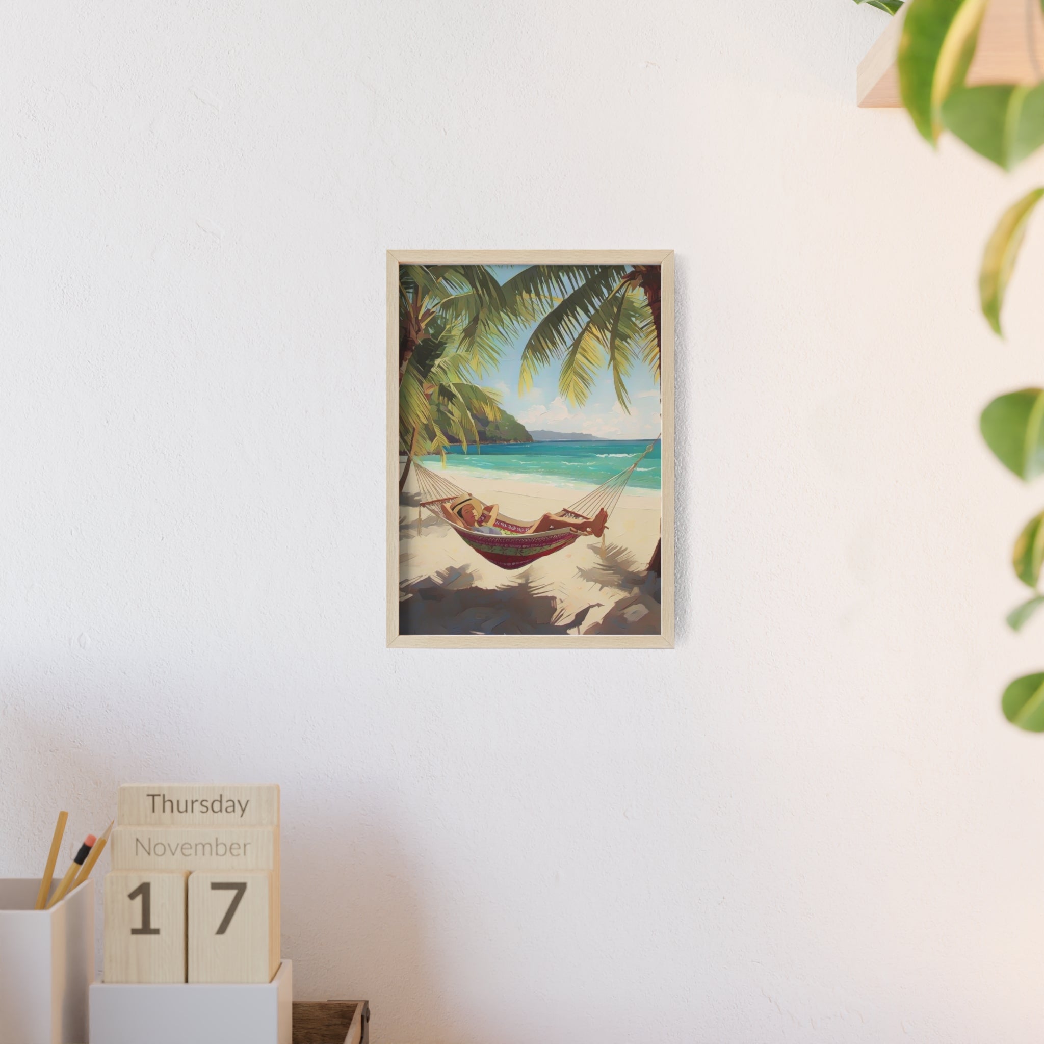 Tropical Beach Hammock Framed Poster