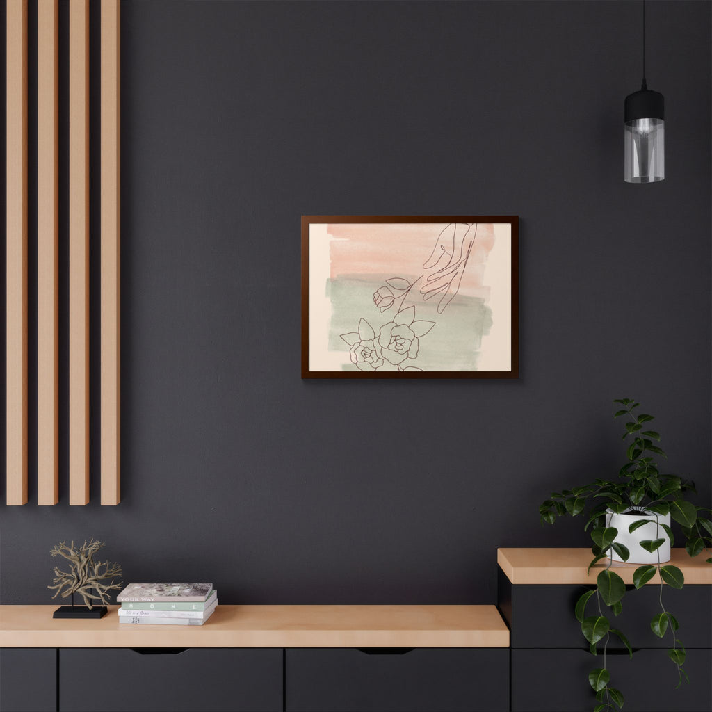 Hand Reaching for Flowers Framed Poster