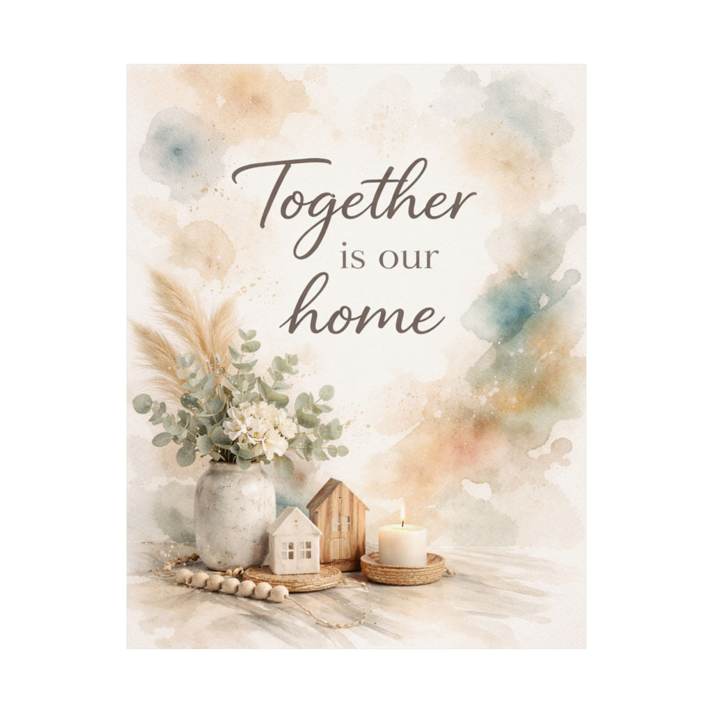 Together Is Our Home Watercolor Matte Poster — Farmhouse Wall Art