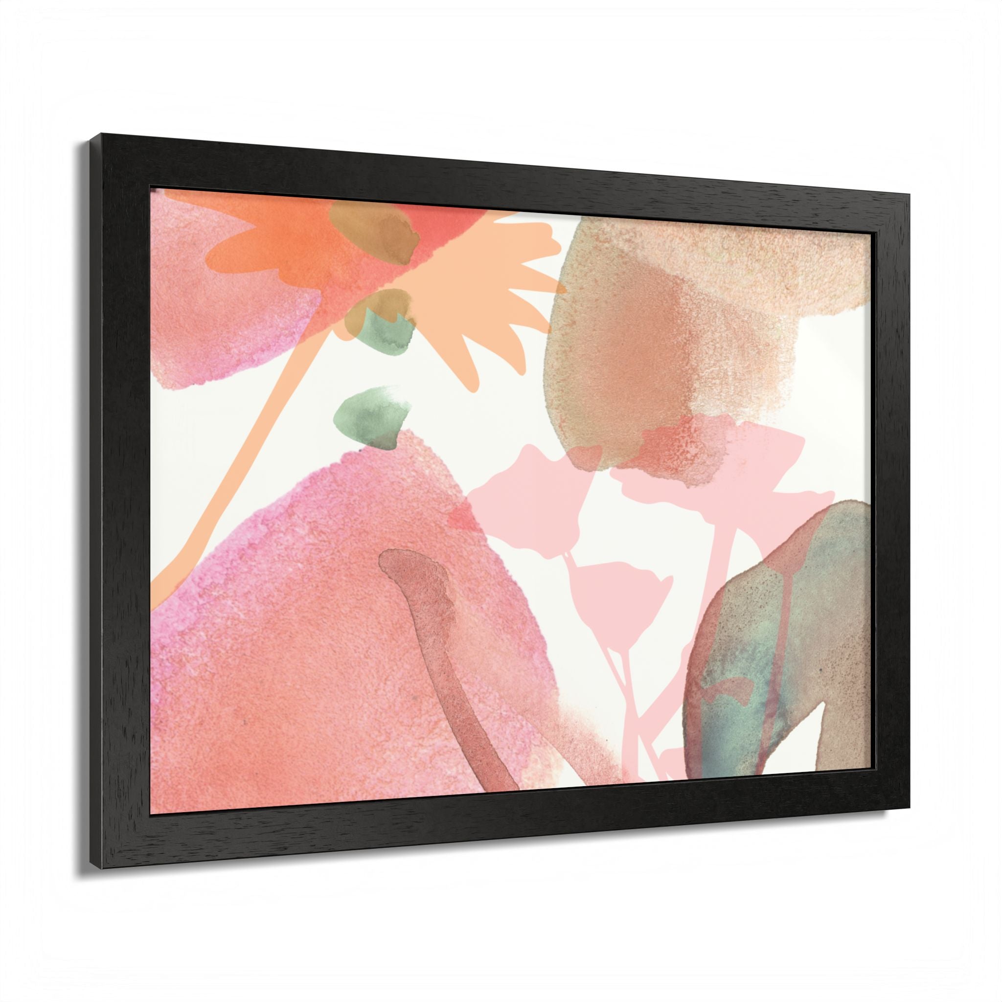 Multi-Color Abstract & Floral Design Framed Poster