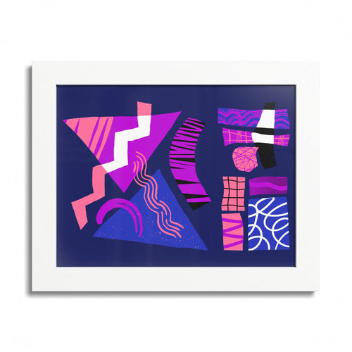 Abstract Geometric Framed Poster — Pink & Purple Modern Wall Art