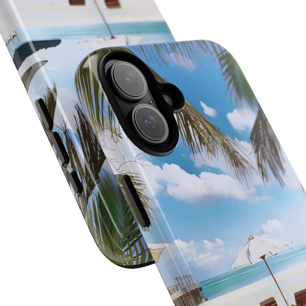 Beach Paradise Tropical Palm Beach Scene Tough Phone Case