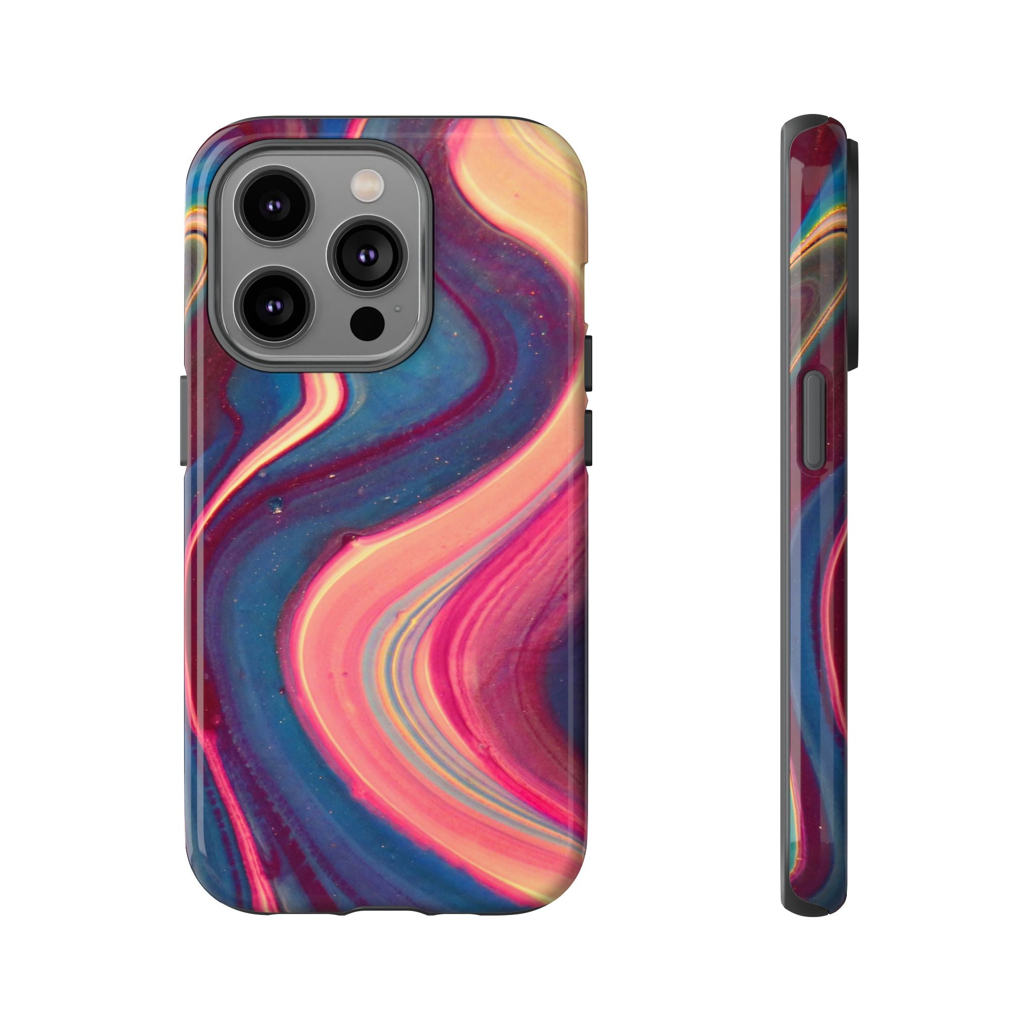 Colorful Wavy Marble Swirl Protective Phone Case