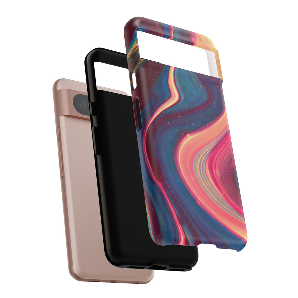 Colorful Wavy Marble Swirl Protective Phone Case