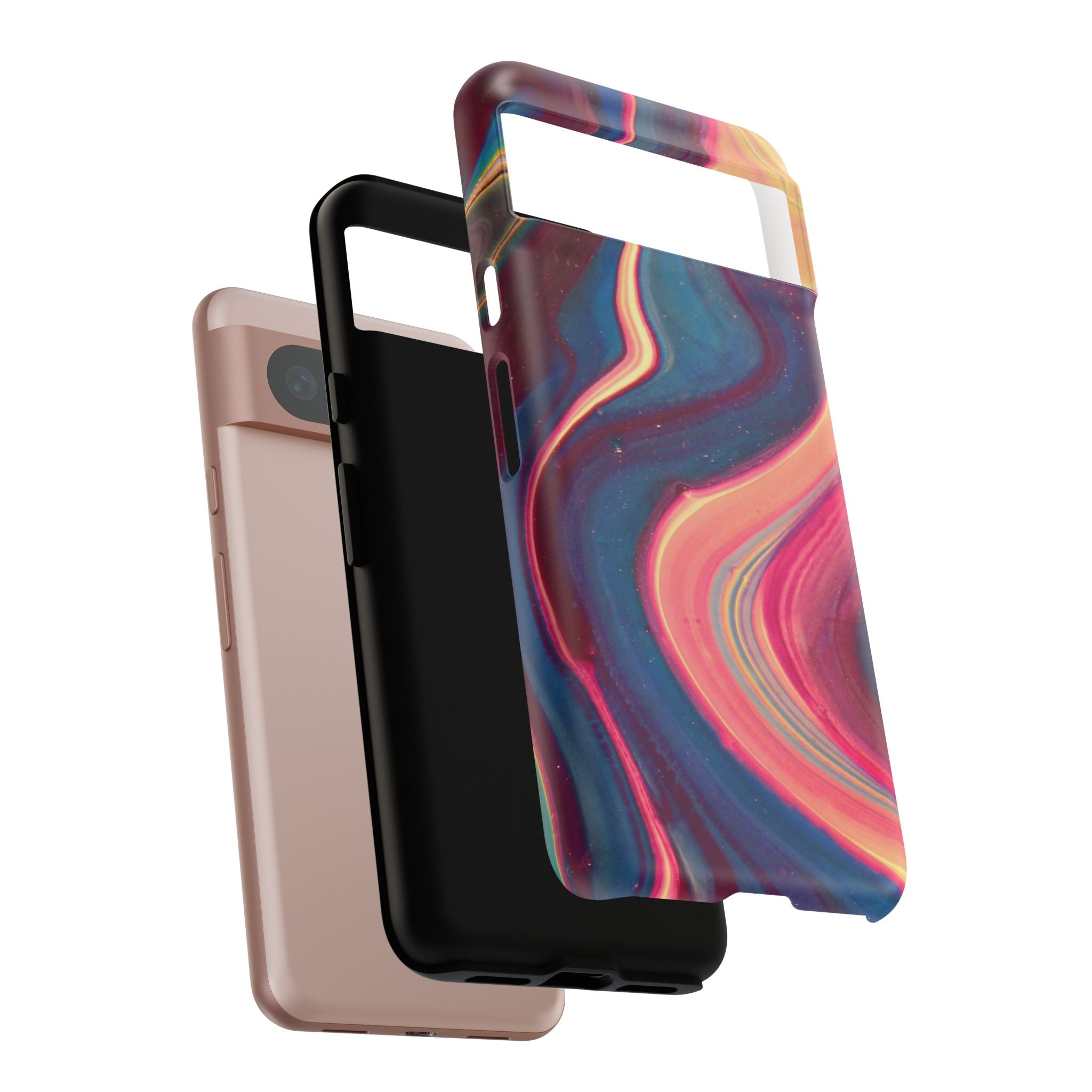 Colorful Wavy Marble Swirl Protective Phone Case