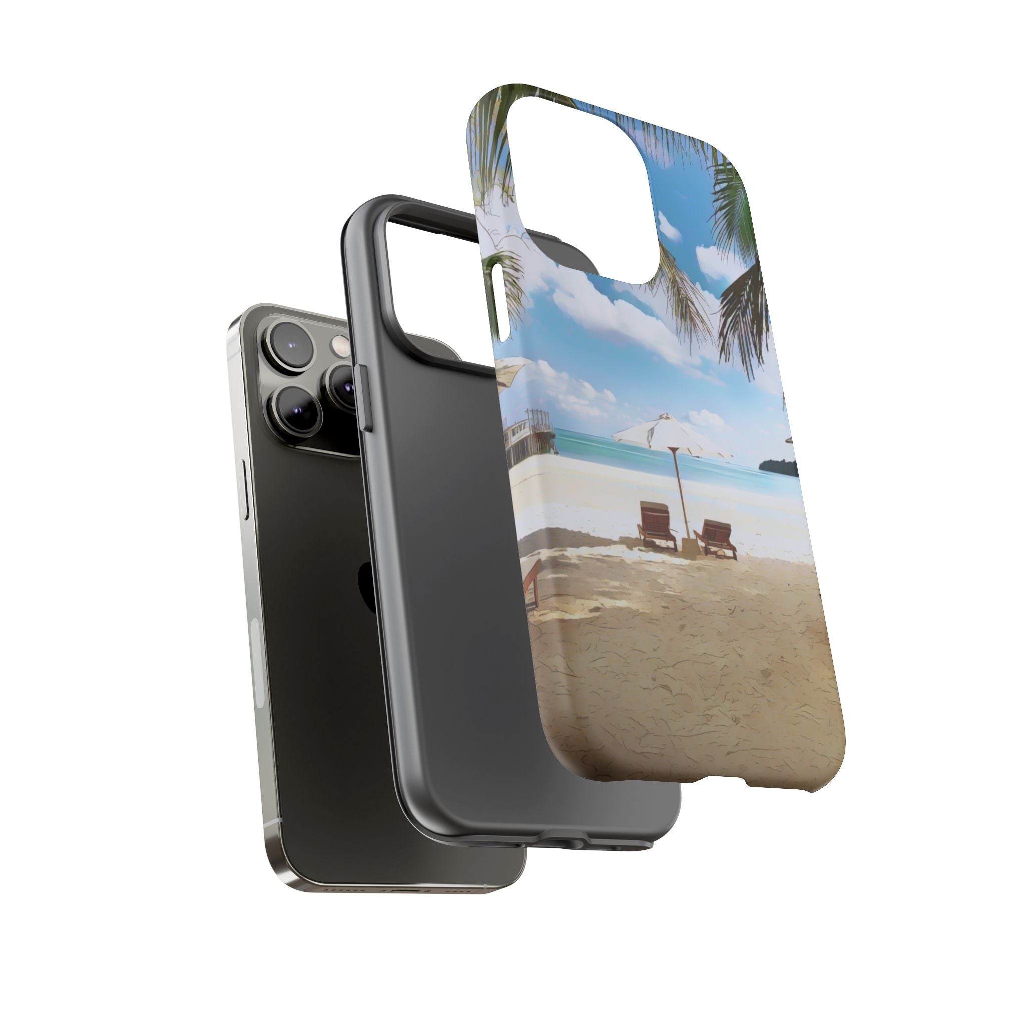 Beach Paradise Tropical Palm Beach Scene Tough Phone Case