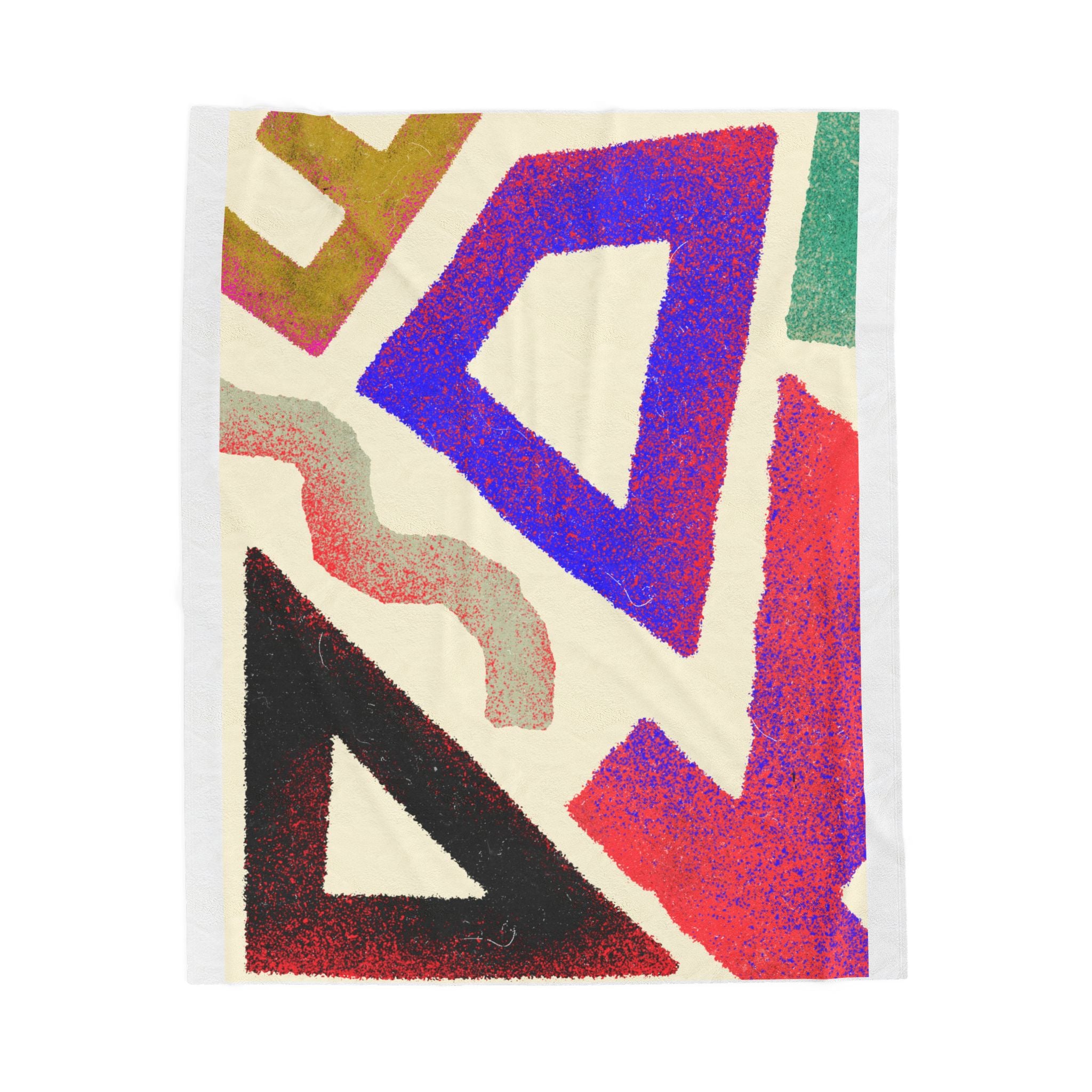 Abstract Geometric Colorful Tribal Triangle Velveteen Plush Blanket