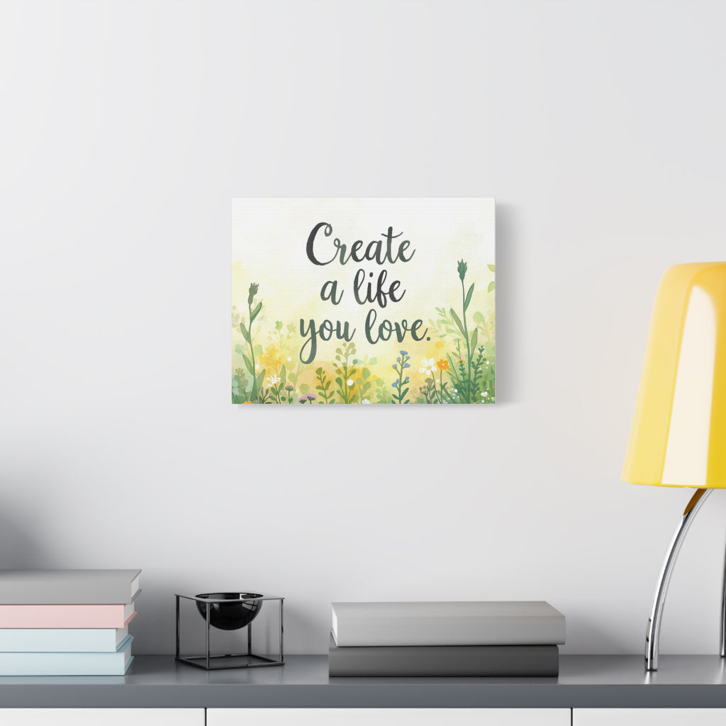 Create a Life You Love Inspirational Floral Matte Canvas Wall Art