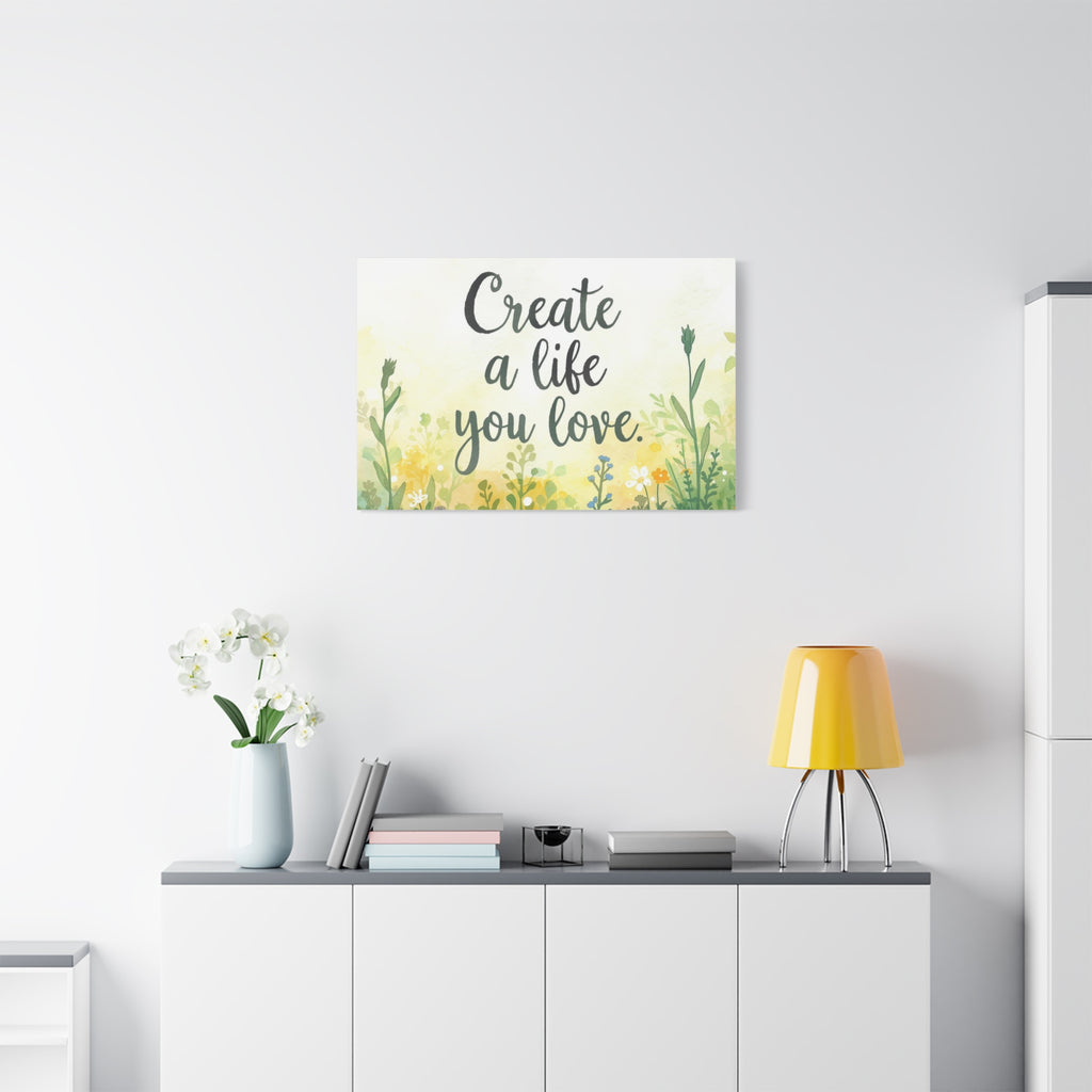 Create a Life You Love Inspirational Floral Matte Canvas Wall Art