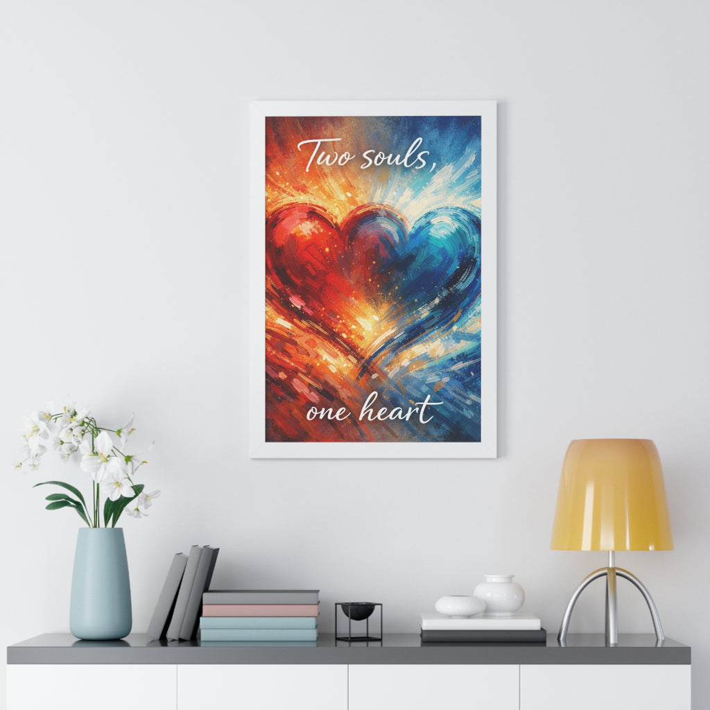 Two Souls One Heart Romantic Framed Poster