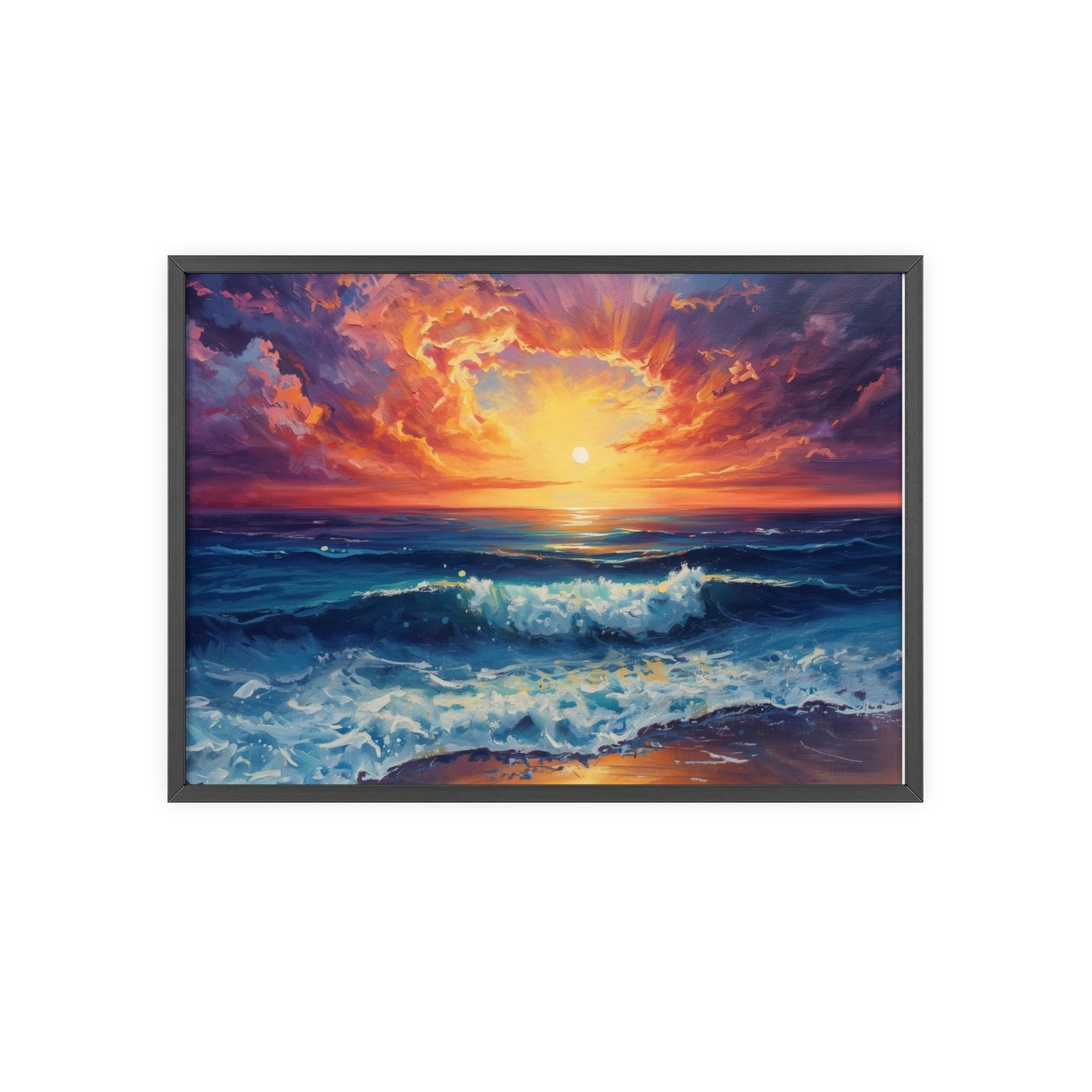 Sunset Ocean Vibrant Seascape Framed Poster