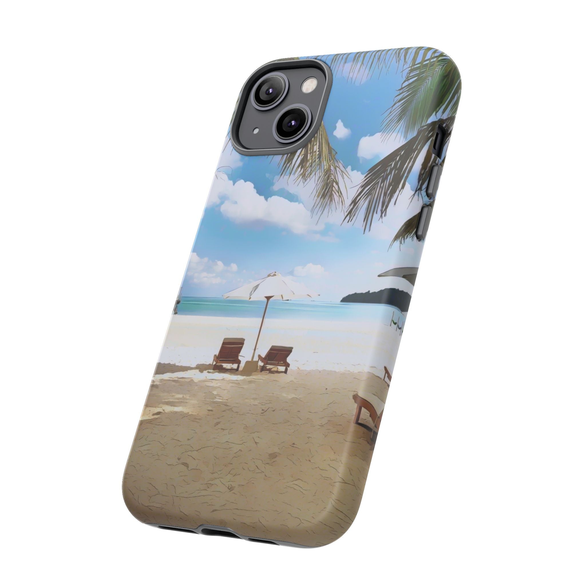 Beach Paradise Tropical Palm Beach Scene Tough Phone Case