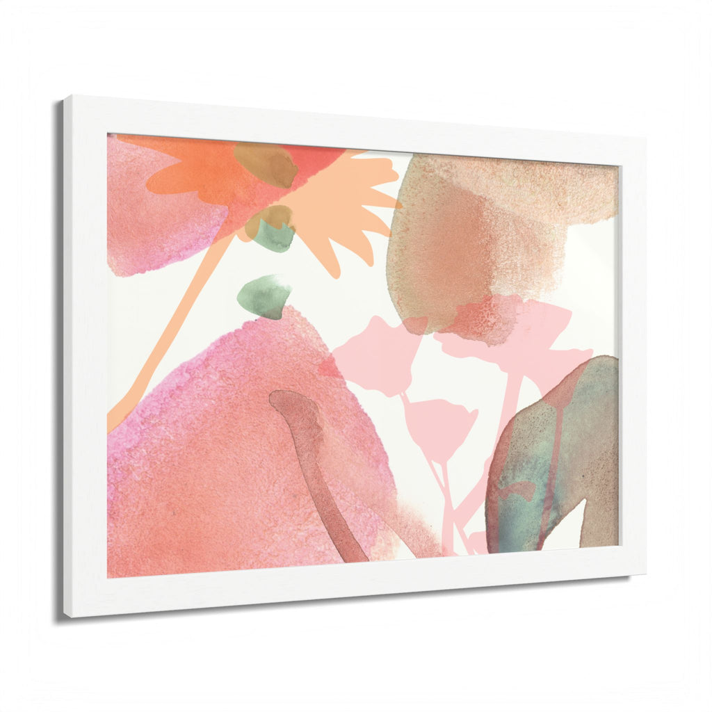 Multi-Color Abstract & Floral Design Framed Poster