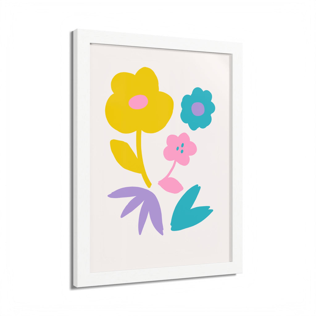 Multi-Color Floral Framed Poster
