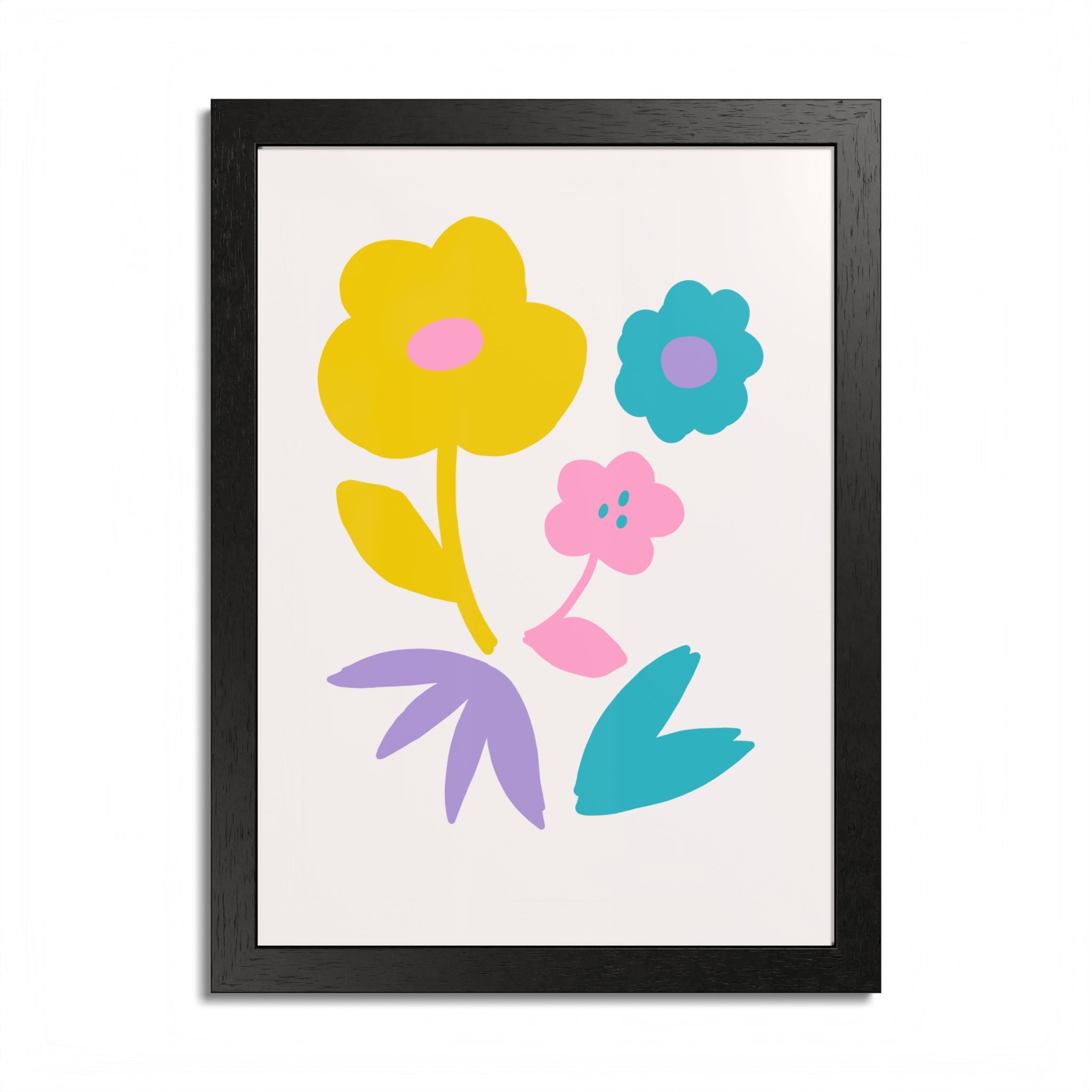 Multi-Color Floral Framed Poster