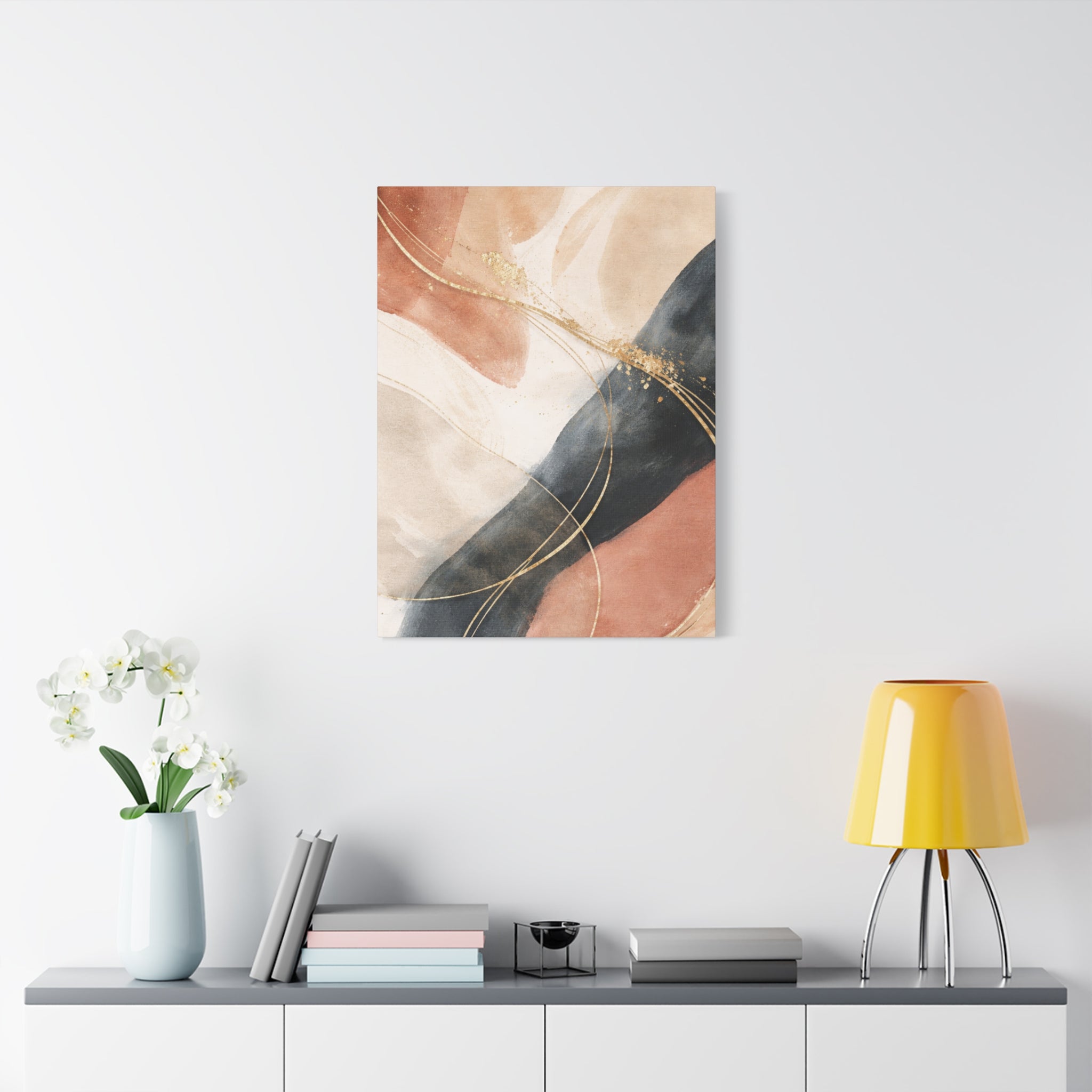Abstract Blush & Gold Matte Canvas Print