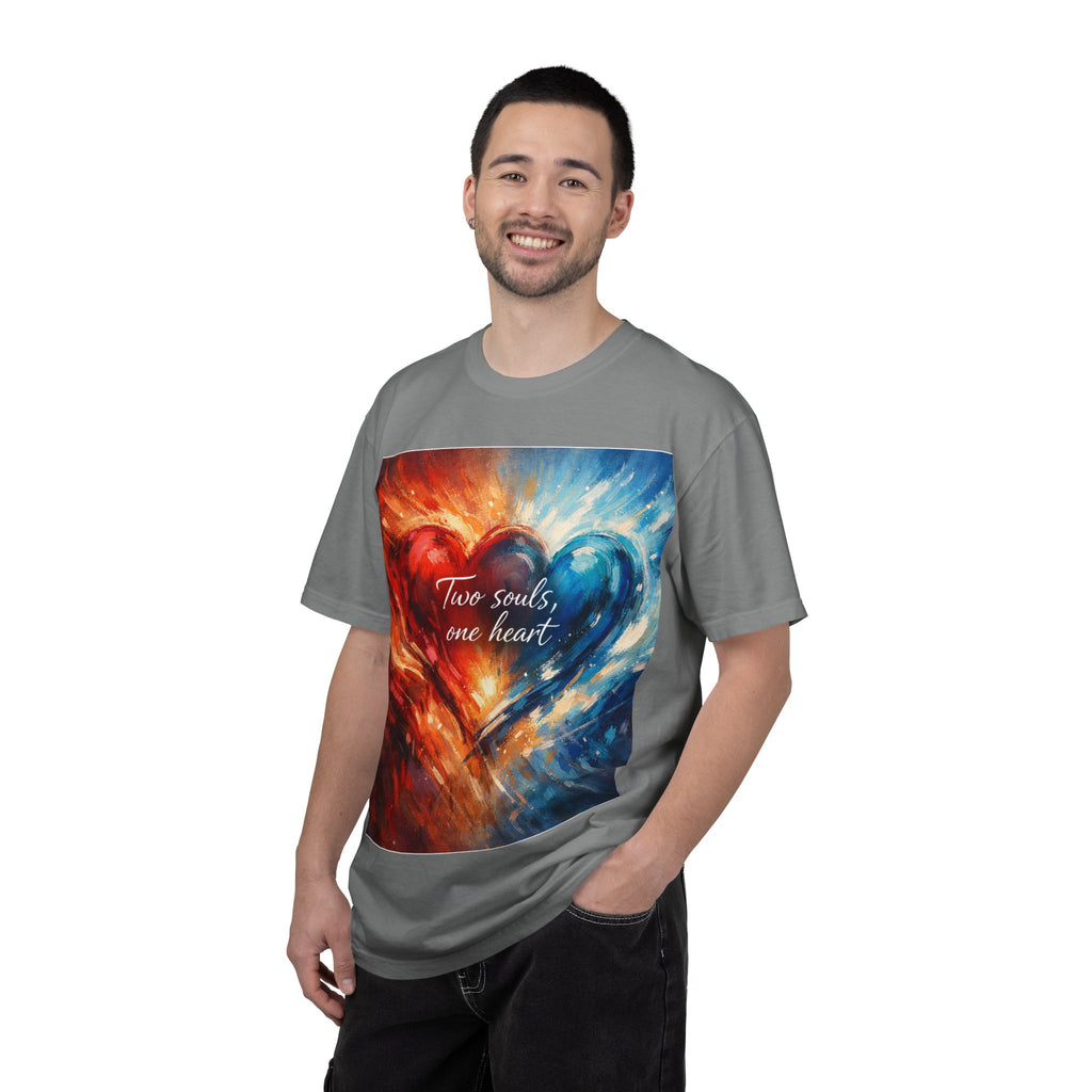 Two Souls One Heart Fiery and Ocean Heart Art T-Shirt