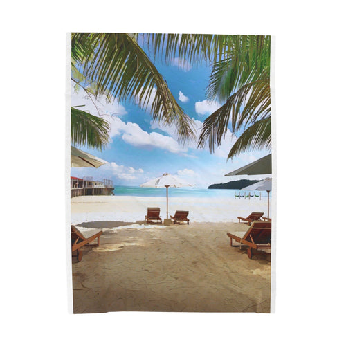 Beach Chairs Under Umbrella Velveteen Plush Blanket