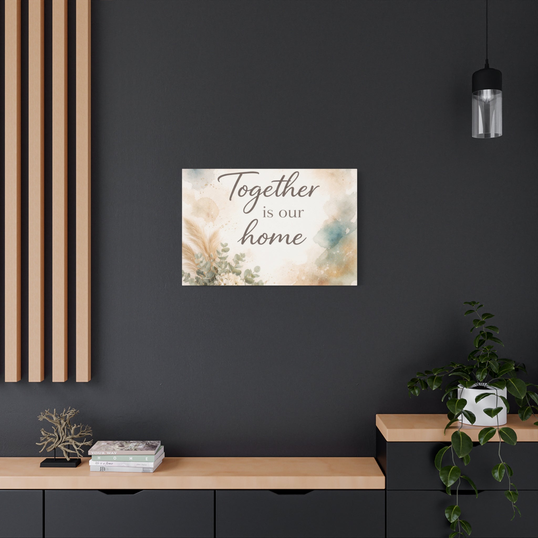 Together Is Our Home Floral Inspirational Decor Canvas Wall Art