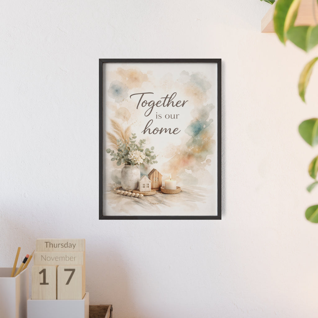 Together Is Our Home Framed Poster Cozy Watercolor Floral Wall Art