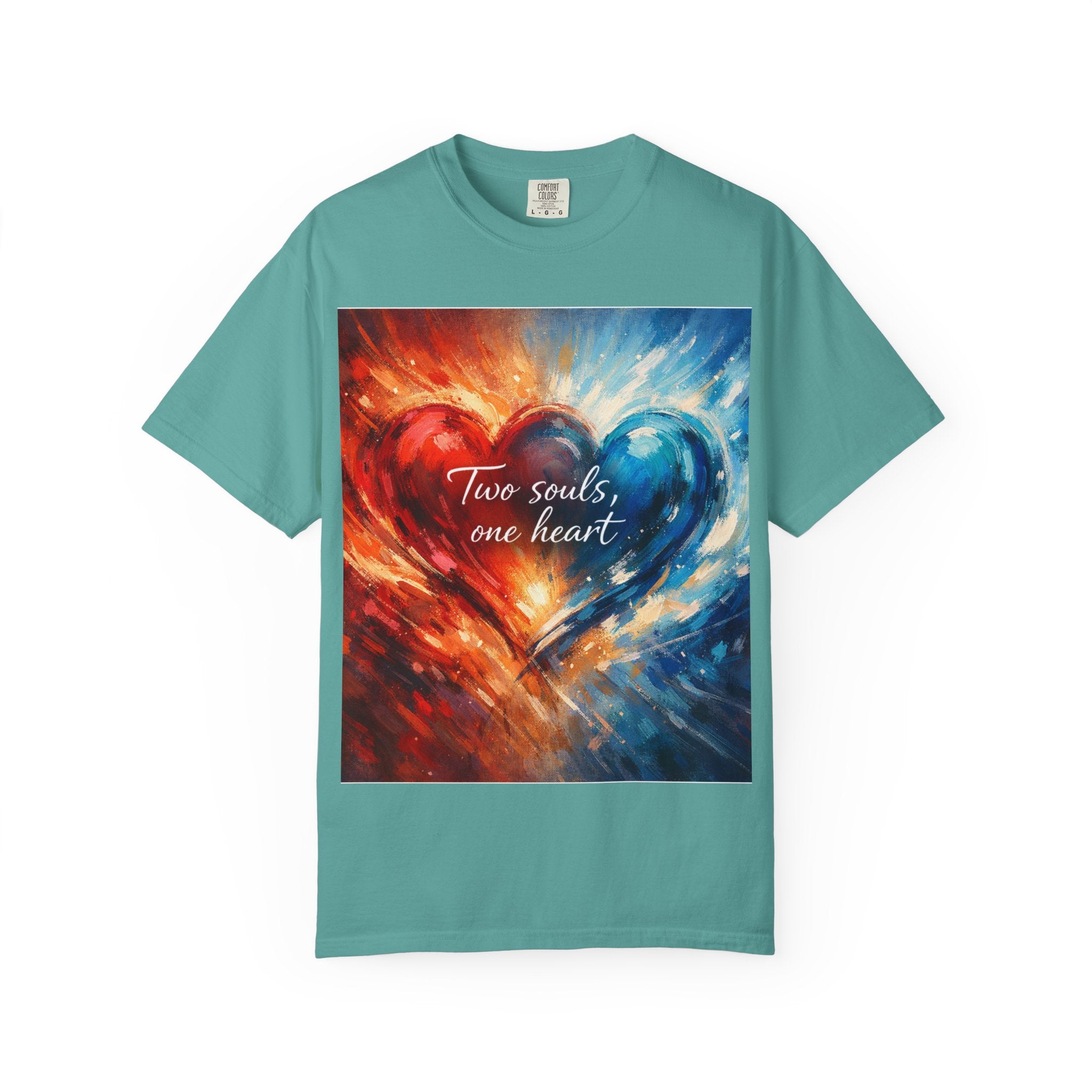 Two Souls One Heart Fiery and Ocean Heart Art T-Shirt
