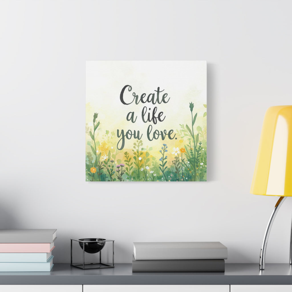 Create a Life You Love Inspirational Floral Matte Canvas Wall Art