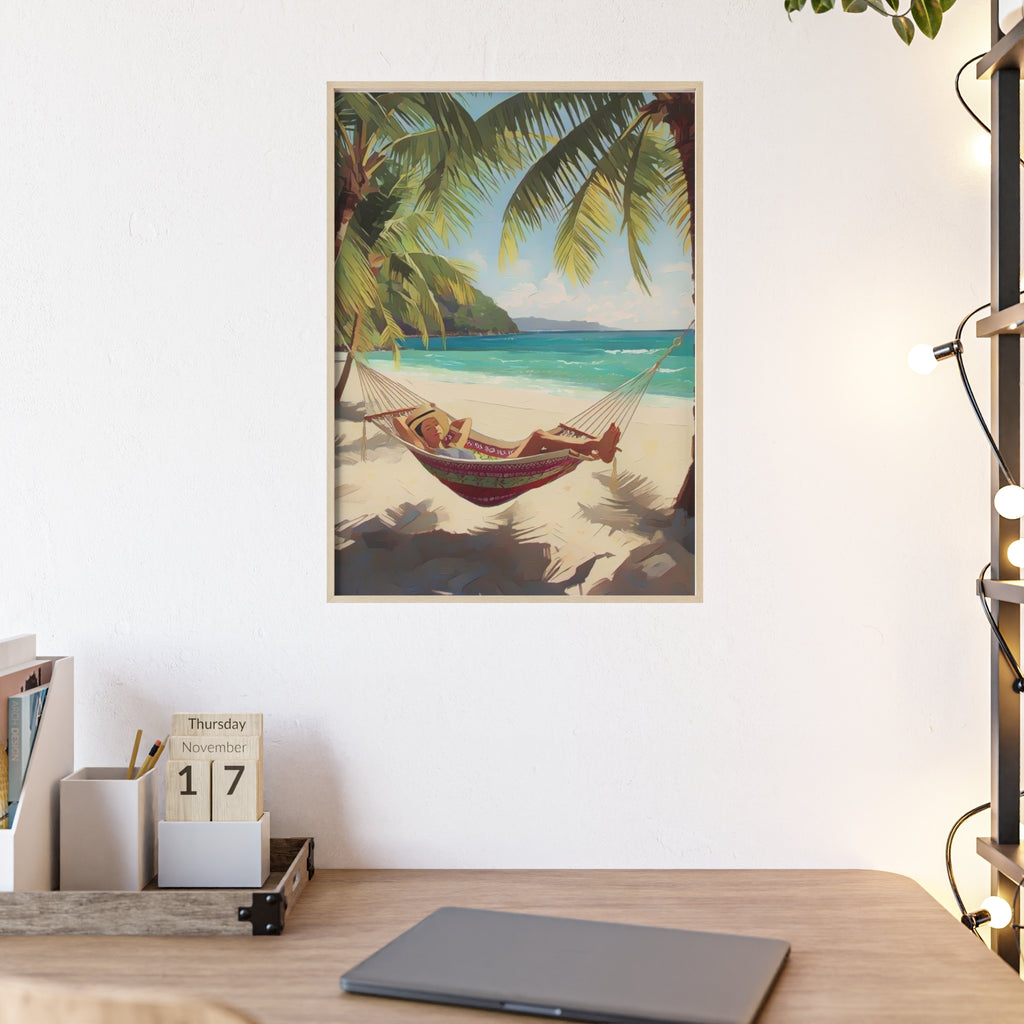 Tropical Beach Hammock Framed Poster