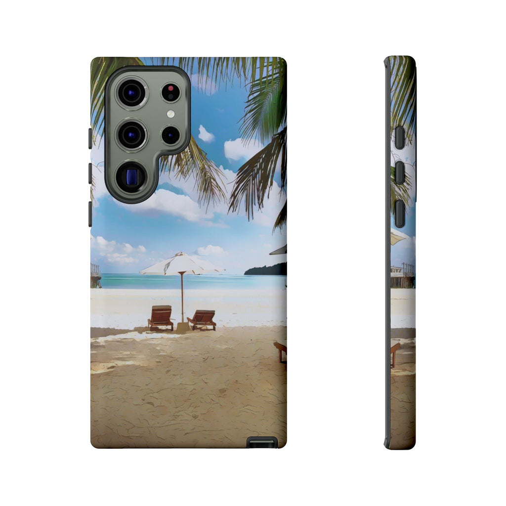 Beach Paradise Tropical Palm Beach Scene Tough Phone Case