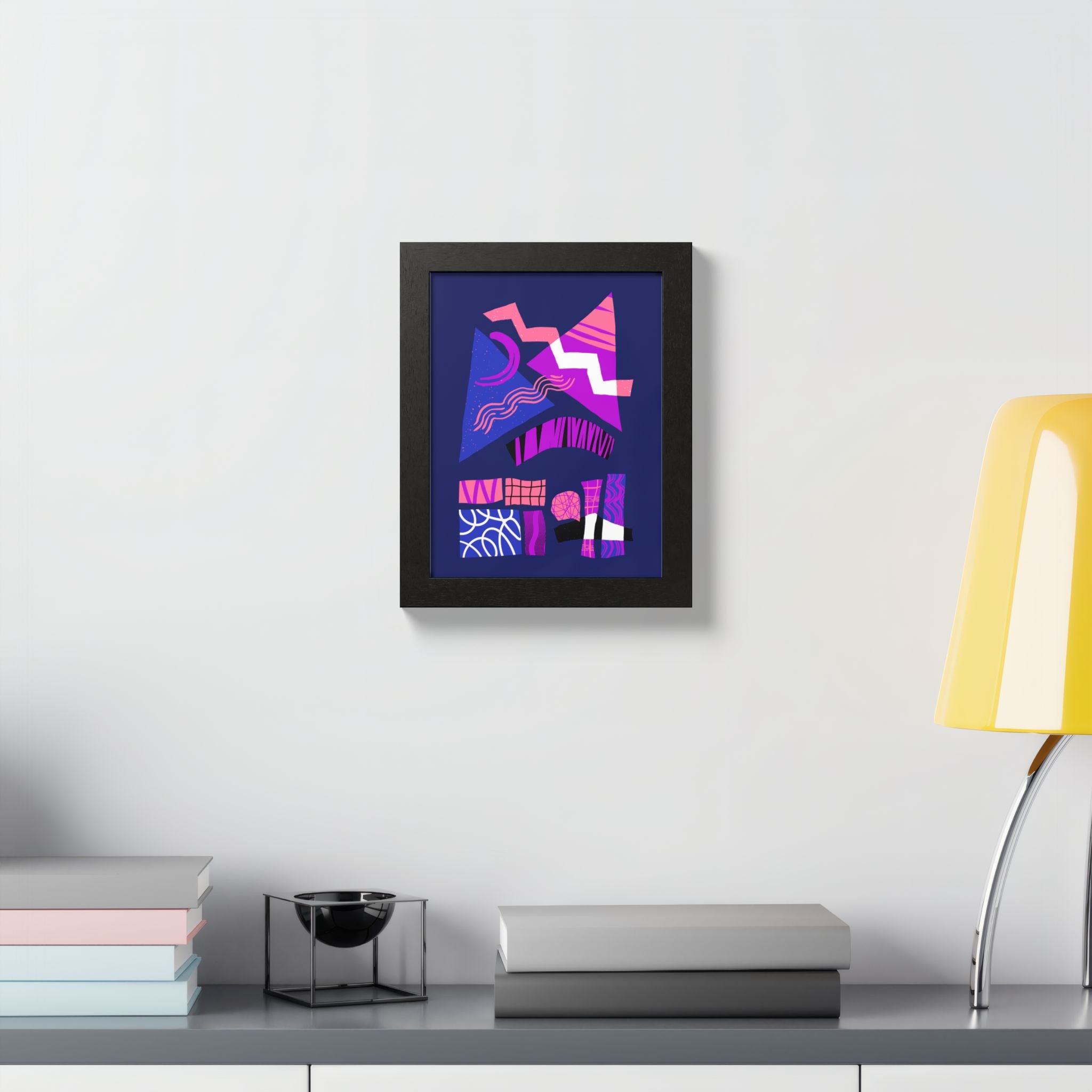 Abstract Geometric Framed Poster — Pink & Purple Modern Wall Art