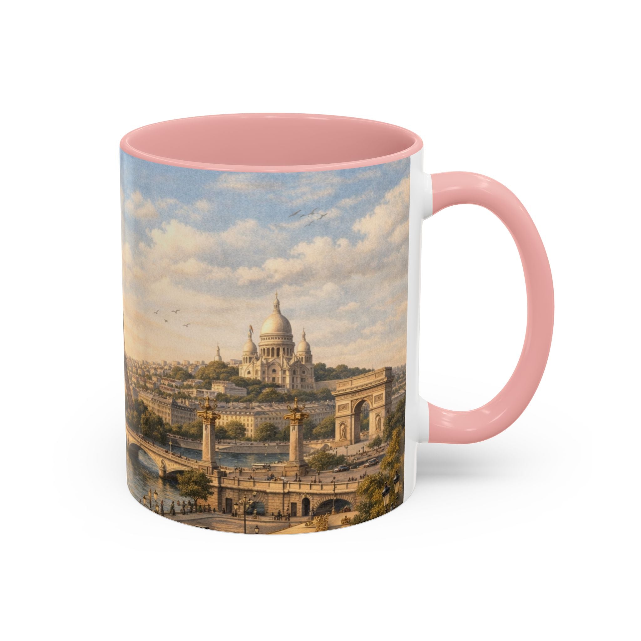 Paris Vintage Skyline Coffee Mug Eiffel Tower and Sacré‑Cœur