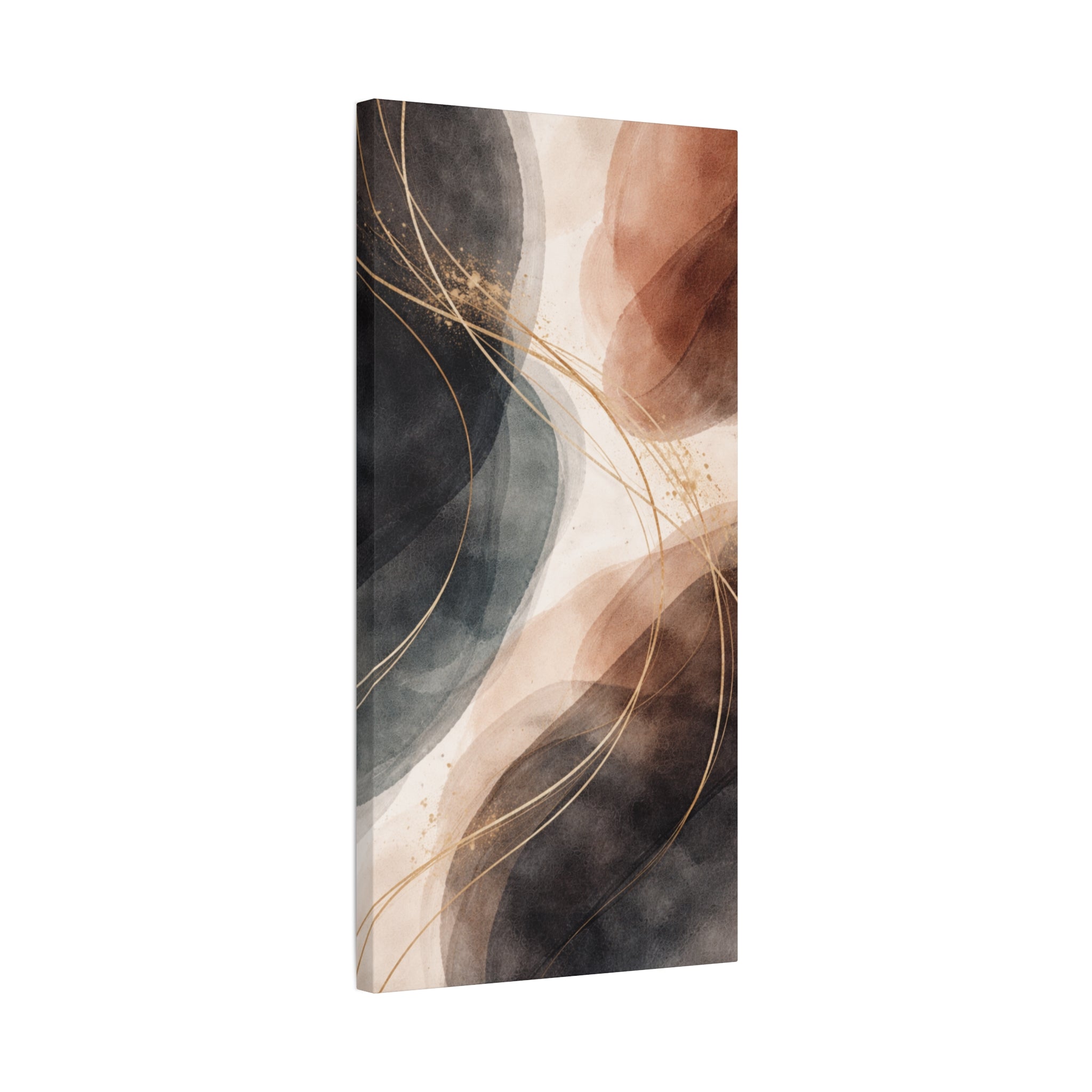 Abstract Earth Tones Matte Canvas Wall Art Modern Gold Line Accent