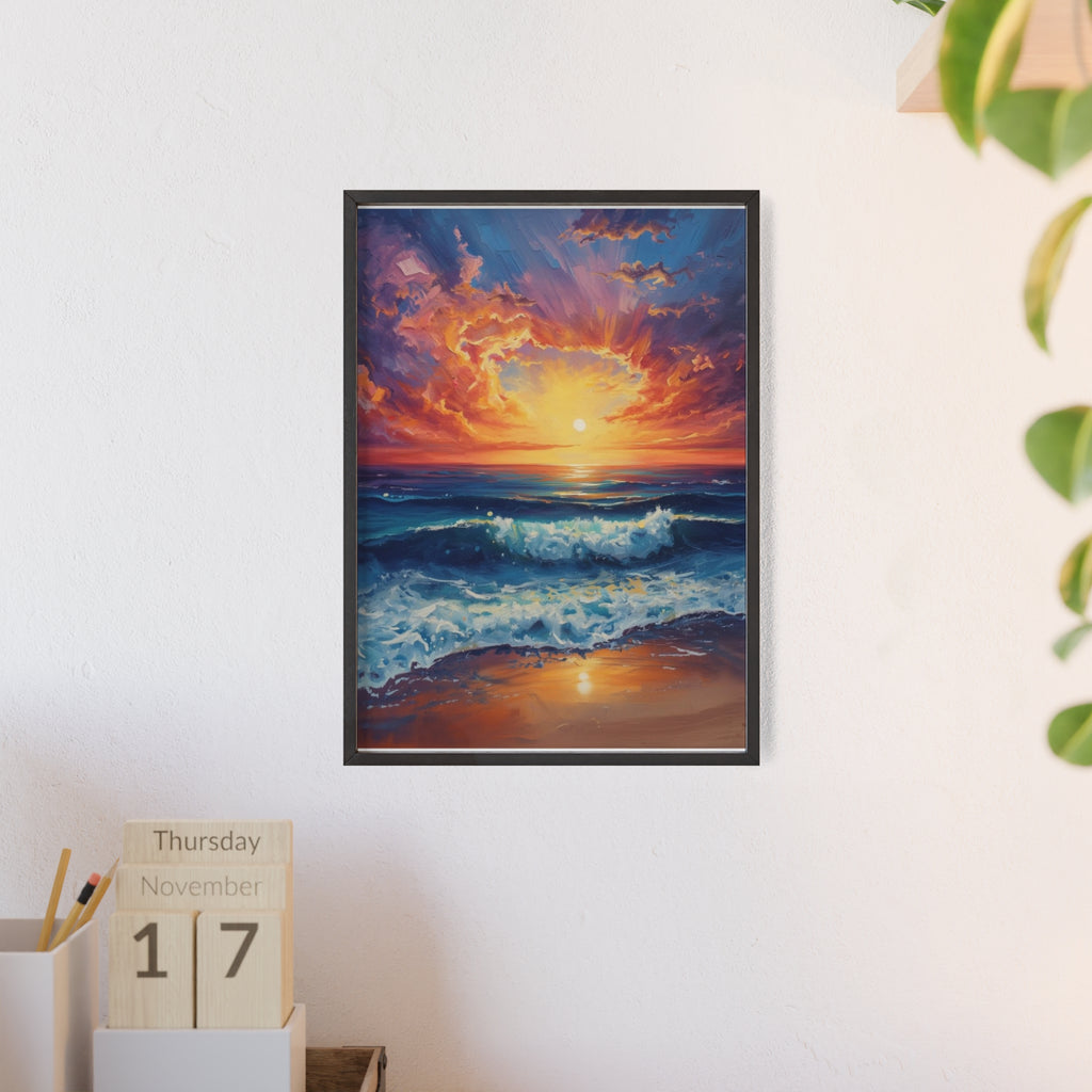 Sunset Ocean Vibrant Seascape Framed Poster