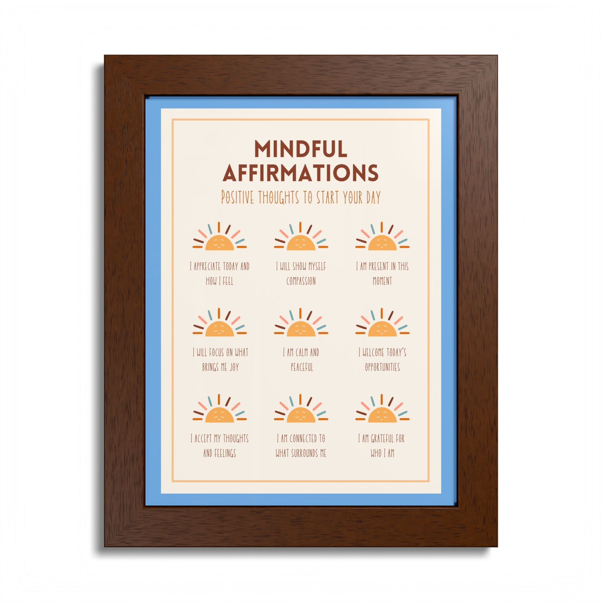 Mindful Affirmations: Positive Thoughts to Start Your Day Framed Poster