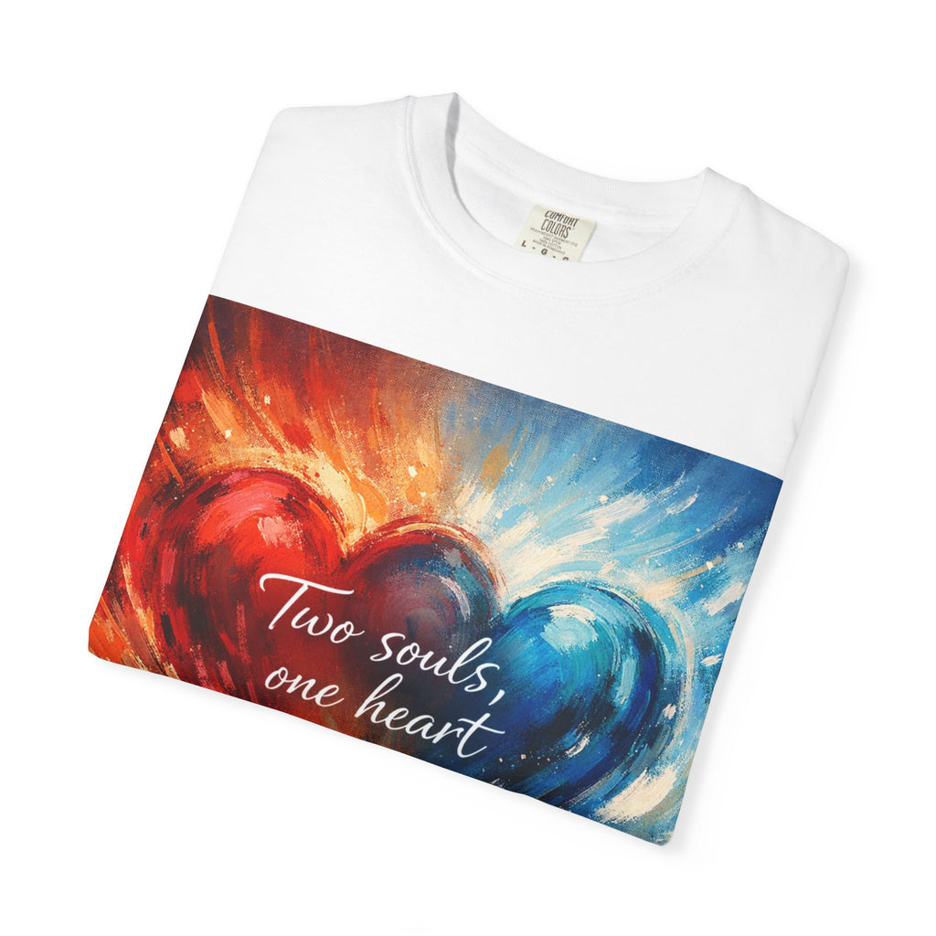 Two Souls One Heart Fiery and Ocean Heart Art T-Shirt