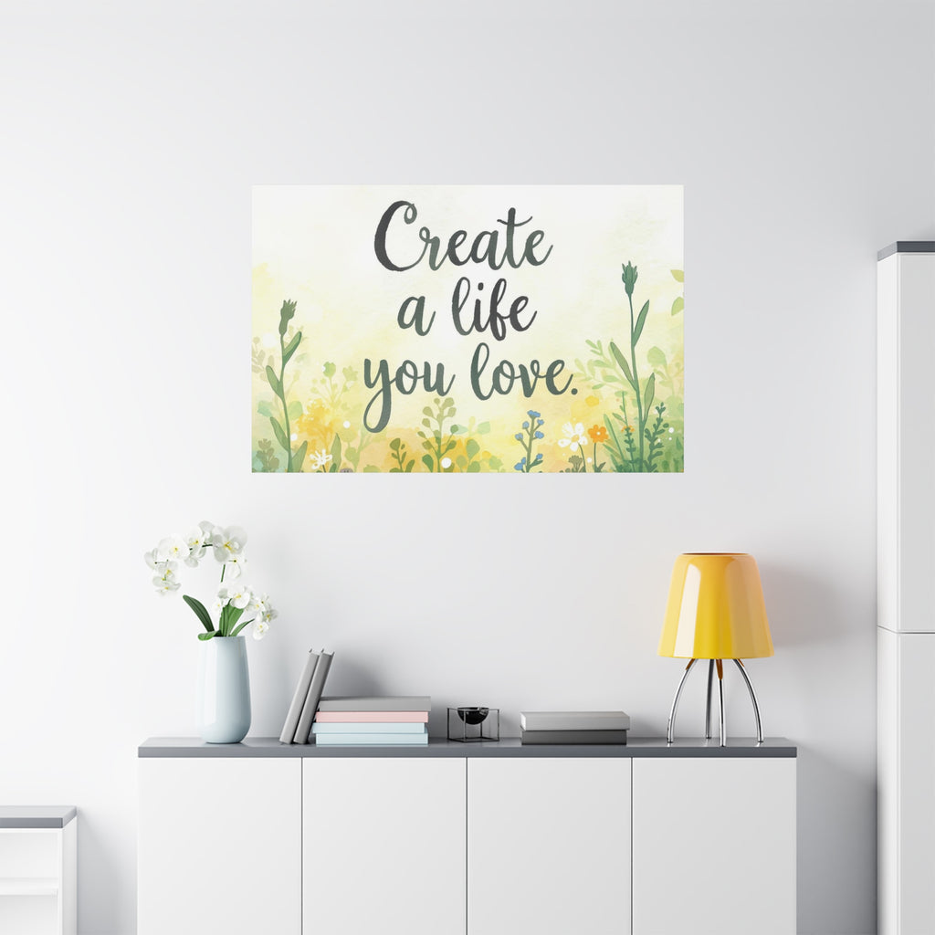 Create a Life You Love Inspirational Floral Matte Canvas Wall Art