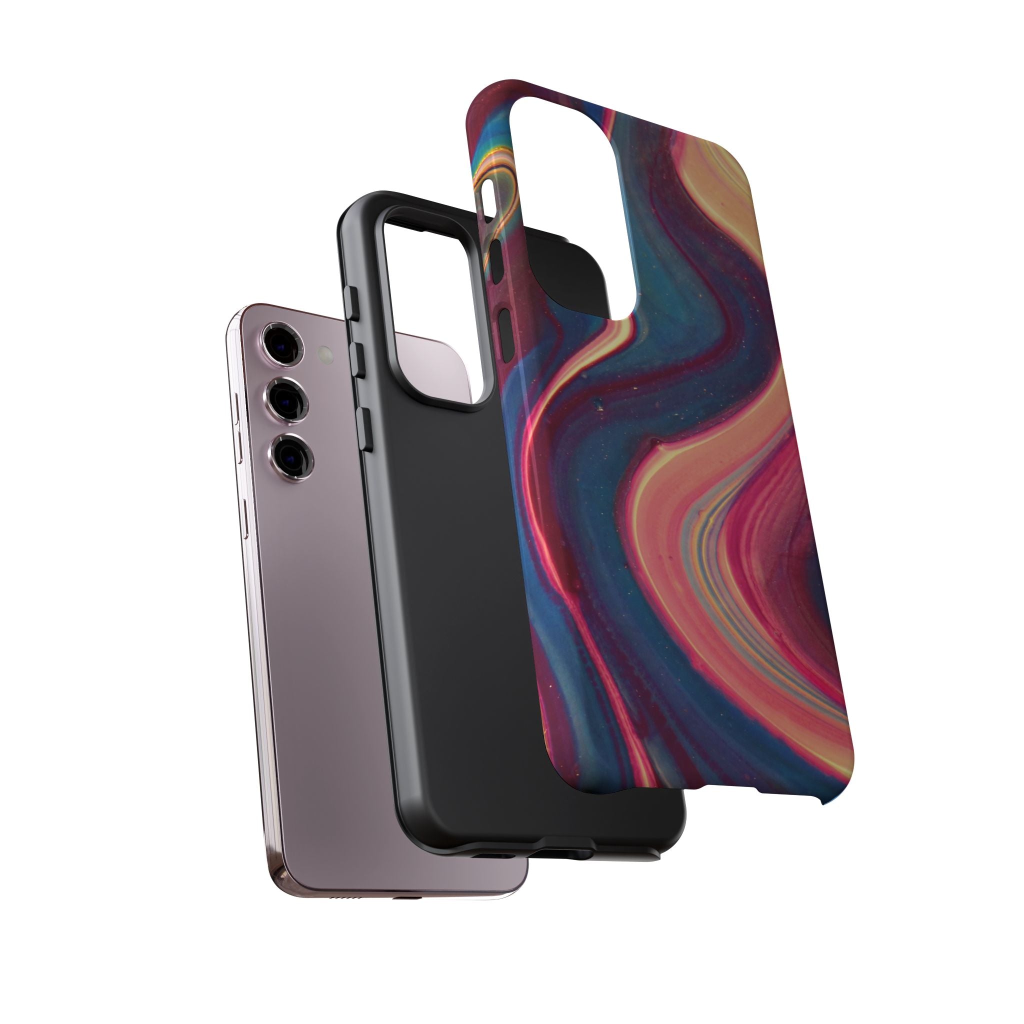 Colorful Wavy Marble Swirl Protective Phone Case