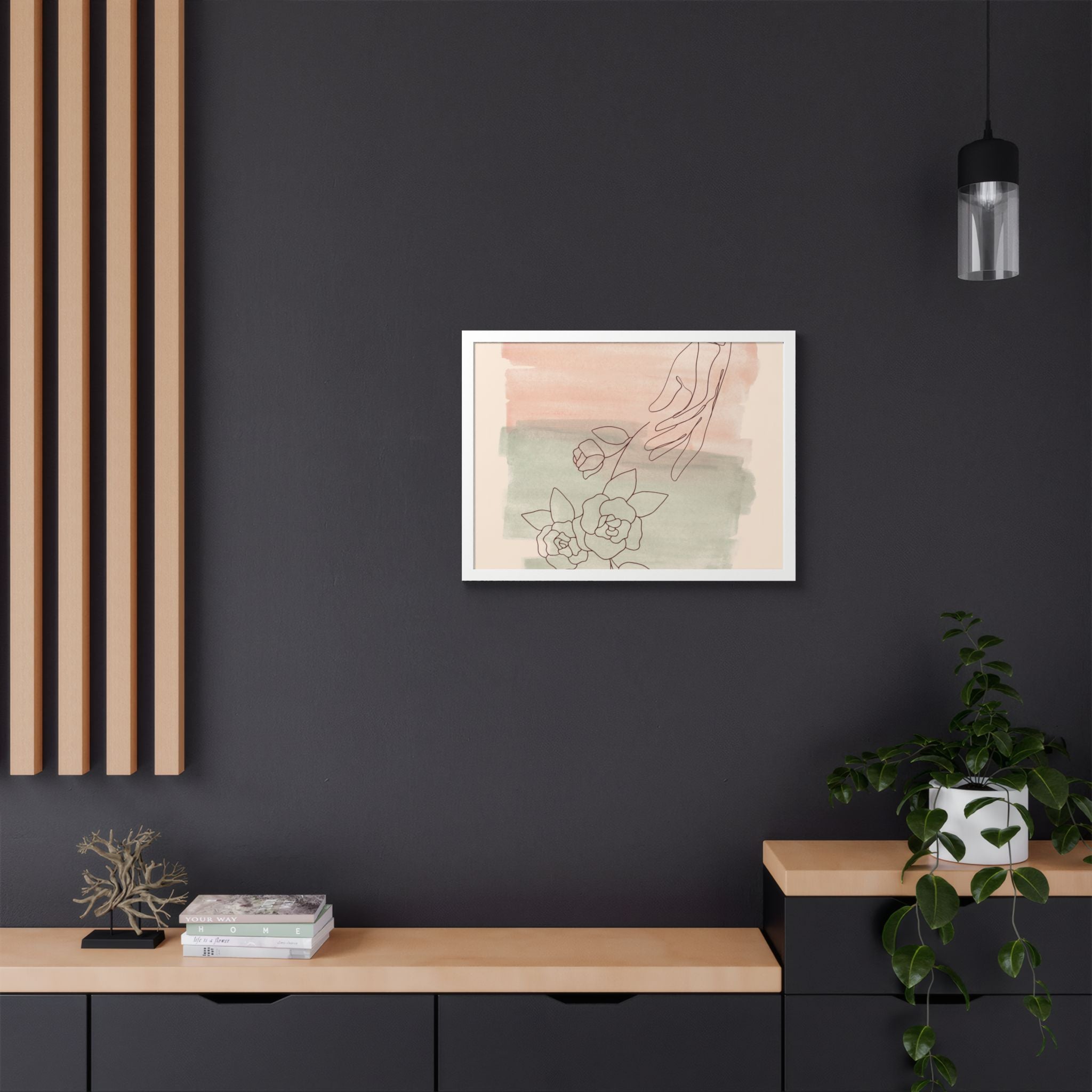 Hand Reaching for Flowers Framed Poster