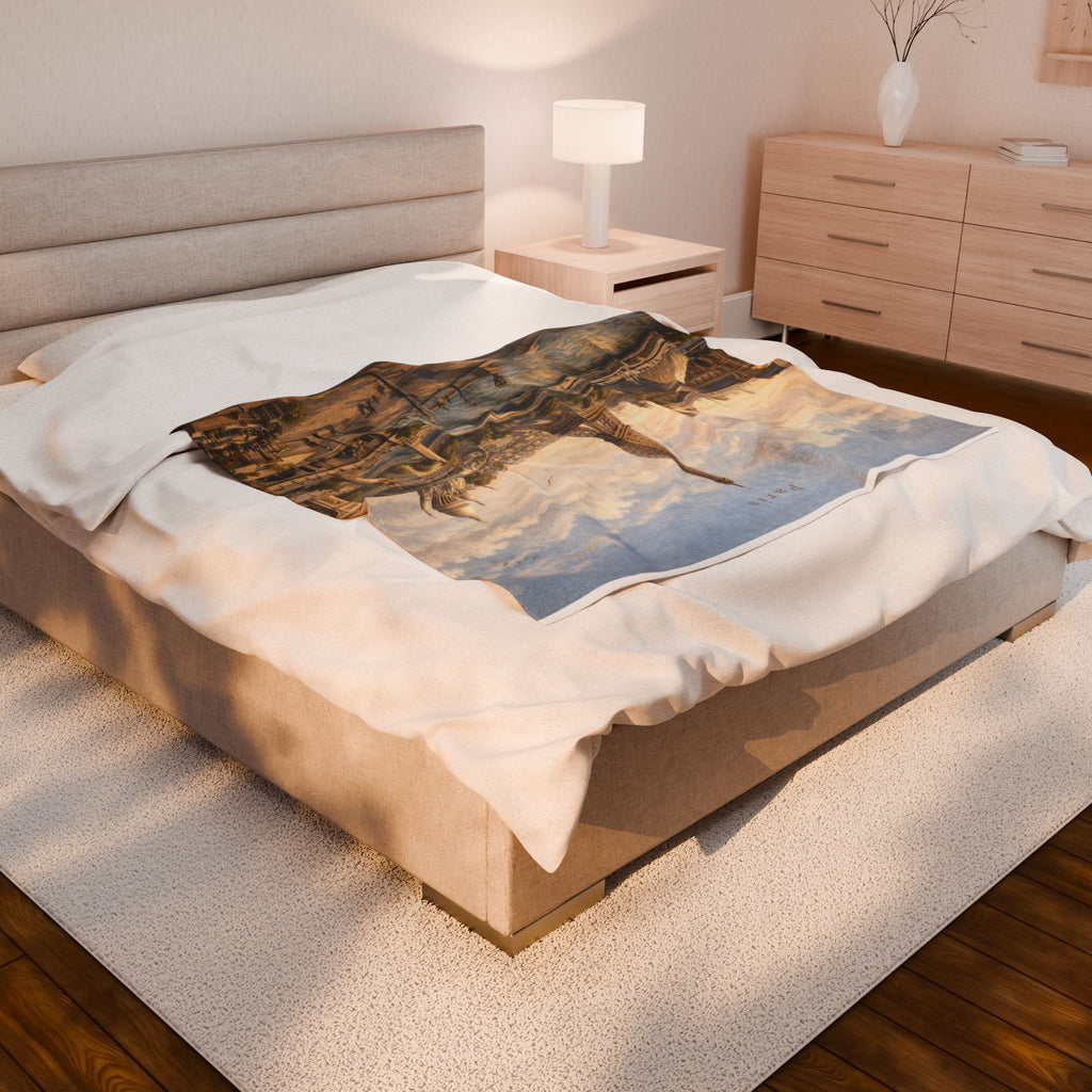 Paris Skyline Velveteen Plush Blanket