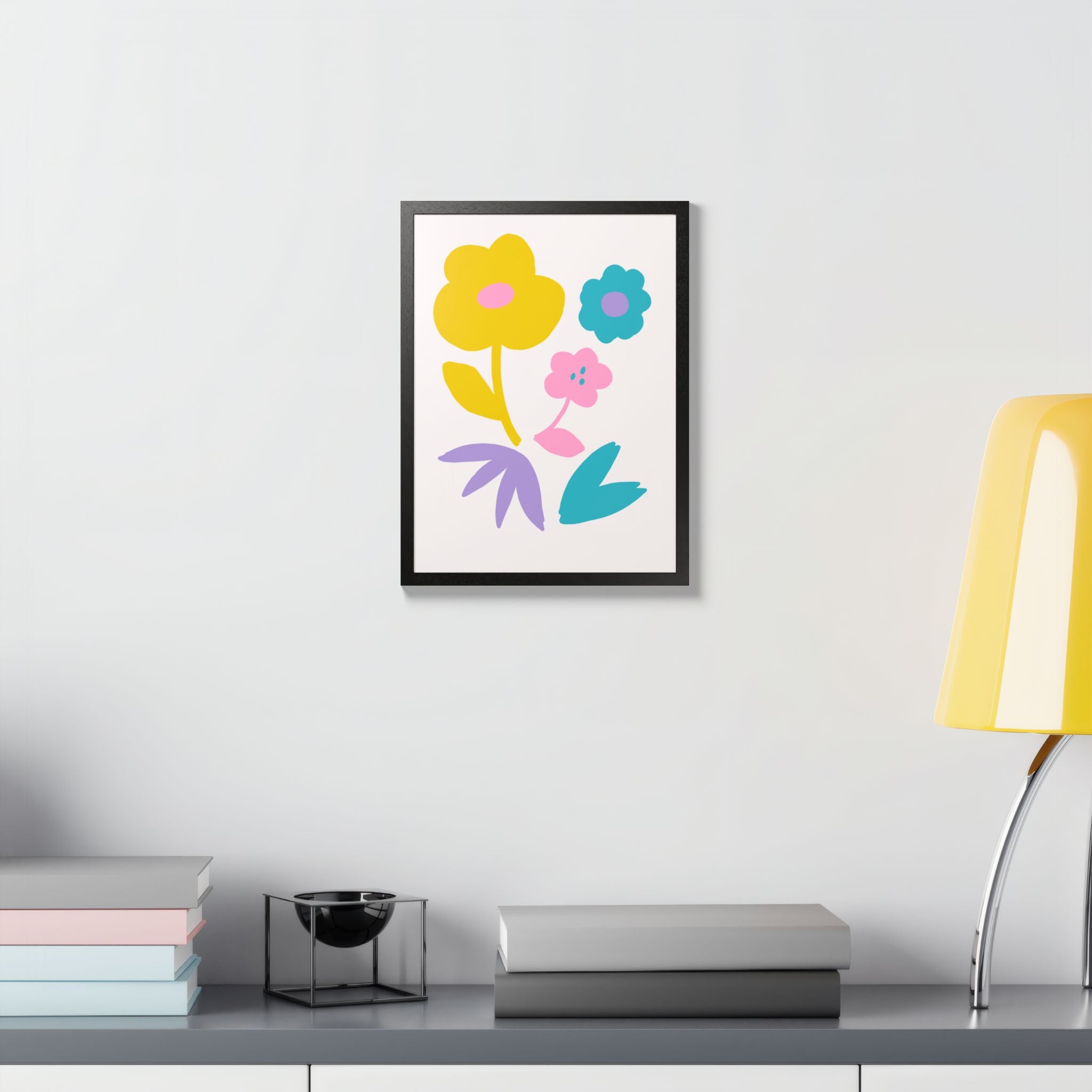 Multi-Color Floral Framed Poster