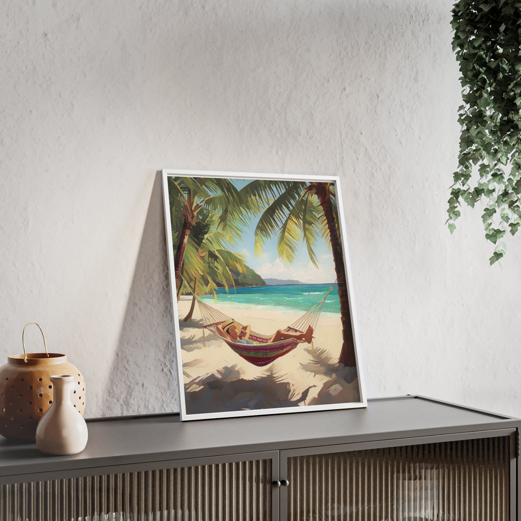 Tropical Beach Hammock Framed Poster