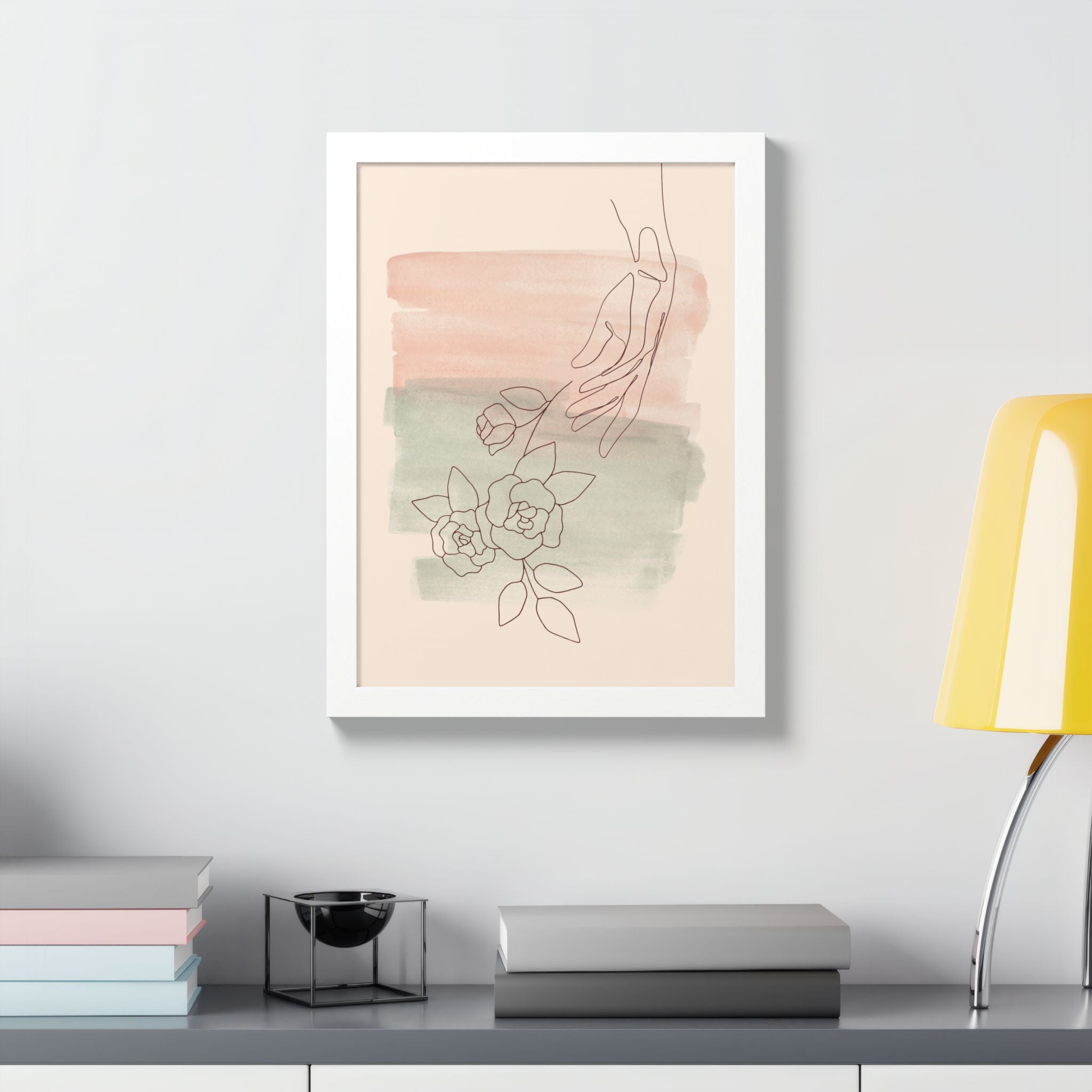 Hand Reaching for Flowers Framed Poster