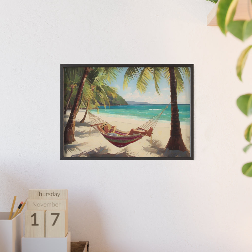 Tropical Beach Hammock Framed Poster