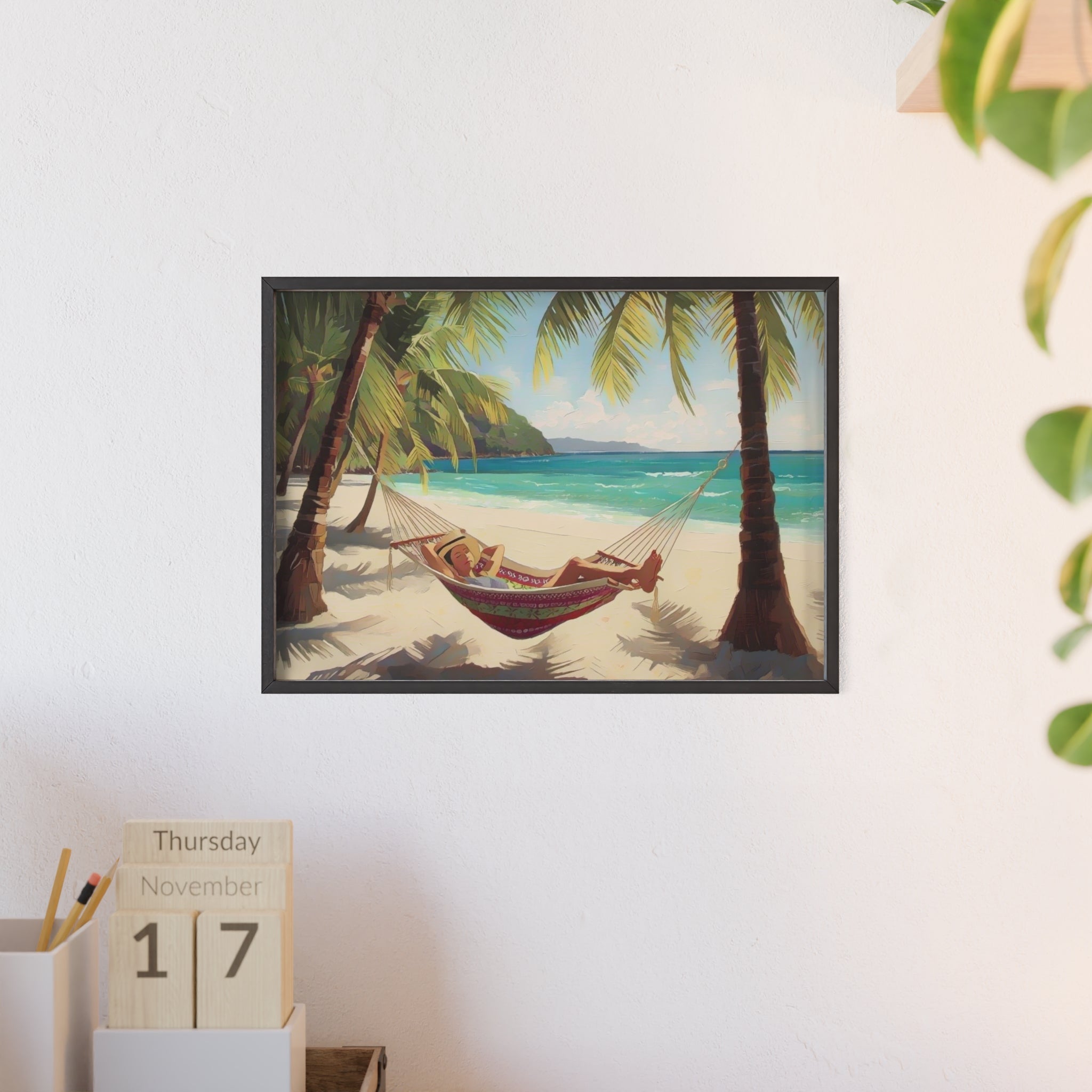 Tropical Beach Hammock Framed Poster